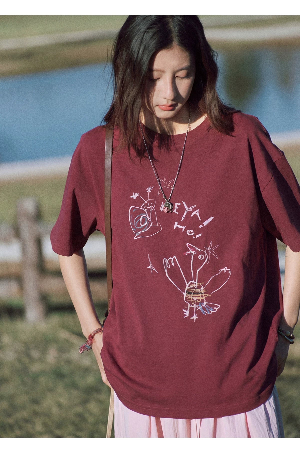 Abstract Bird Sketch Oversized T Shirt