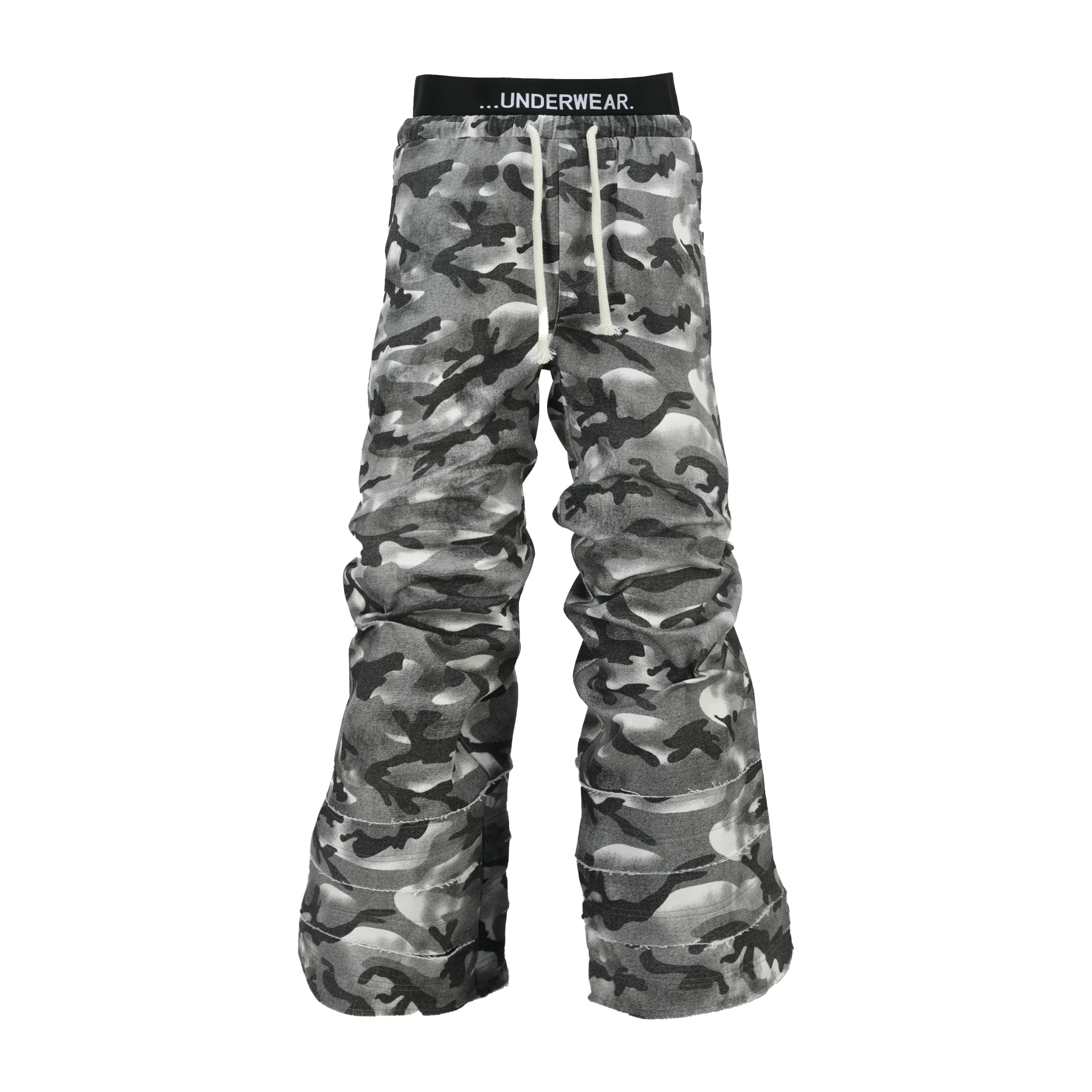 Smoke Camo Double‑Waistband Trousers