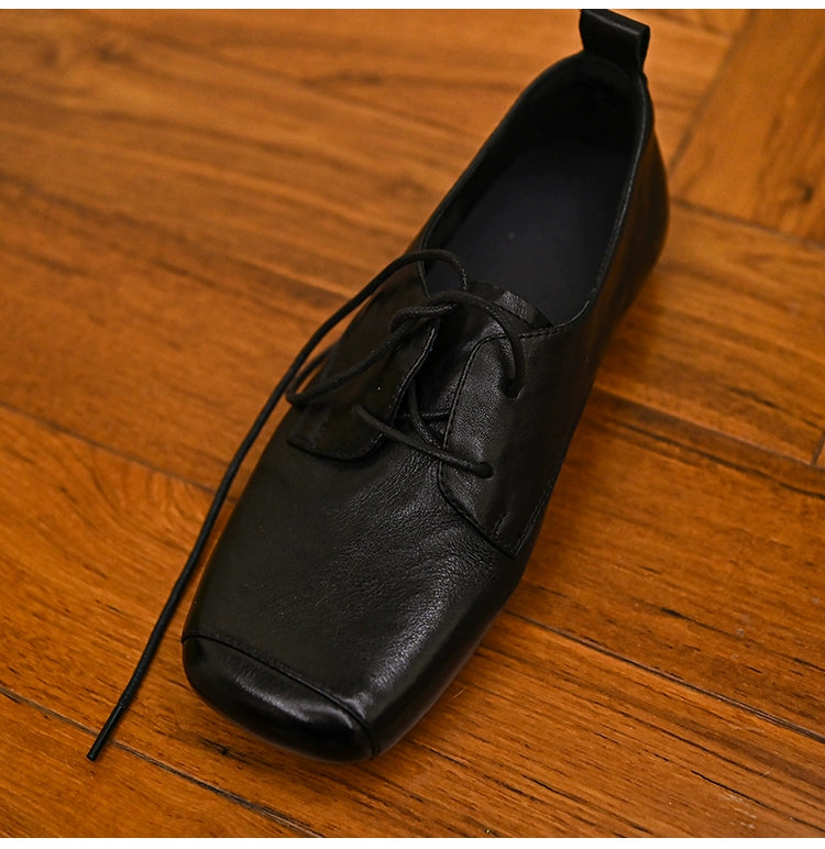 Noir Classic Square-Toe Derby Shoes