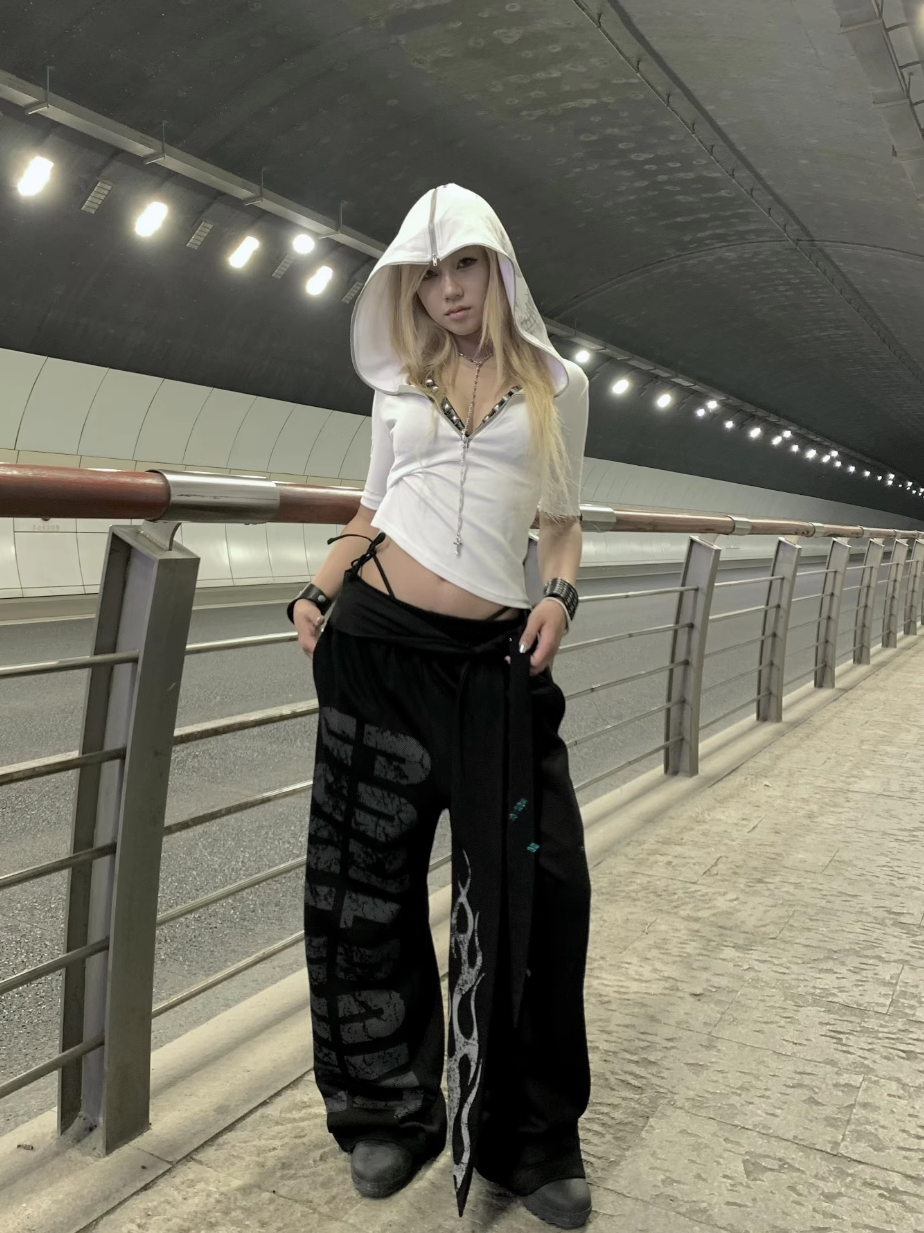 Fight Night Ribbon Flame Slogan Sweatpants