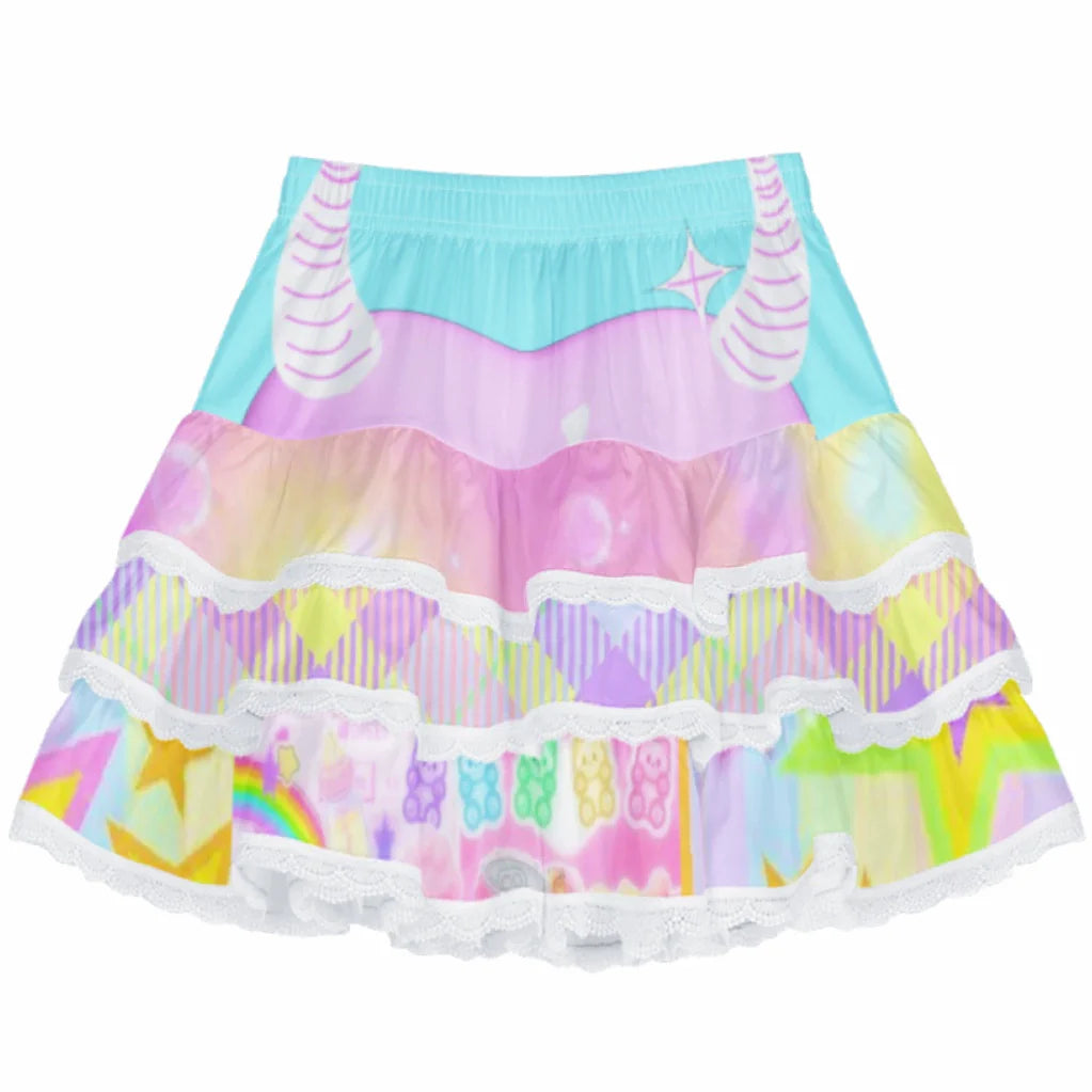 Rainbow Gummy Bear Tiered Mini Skirt