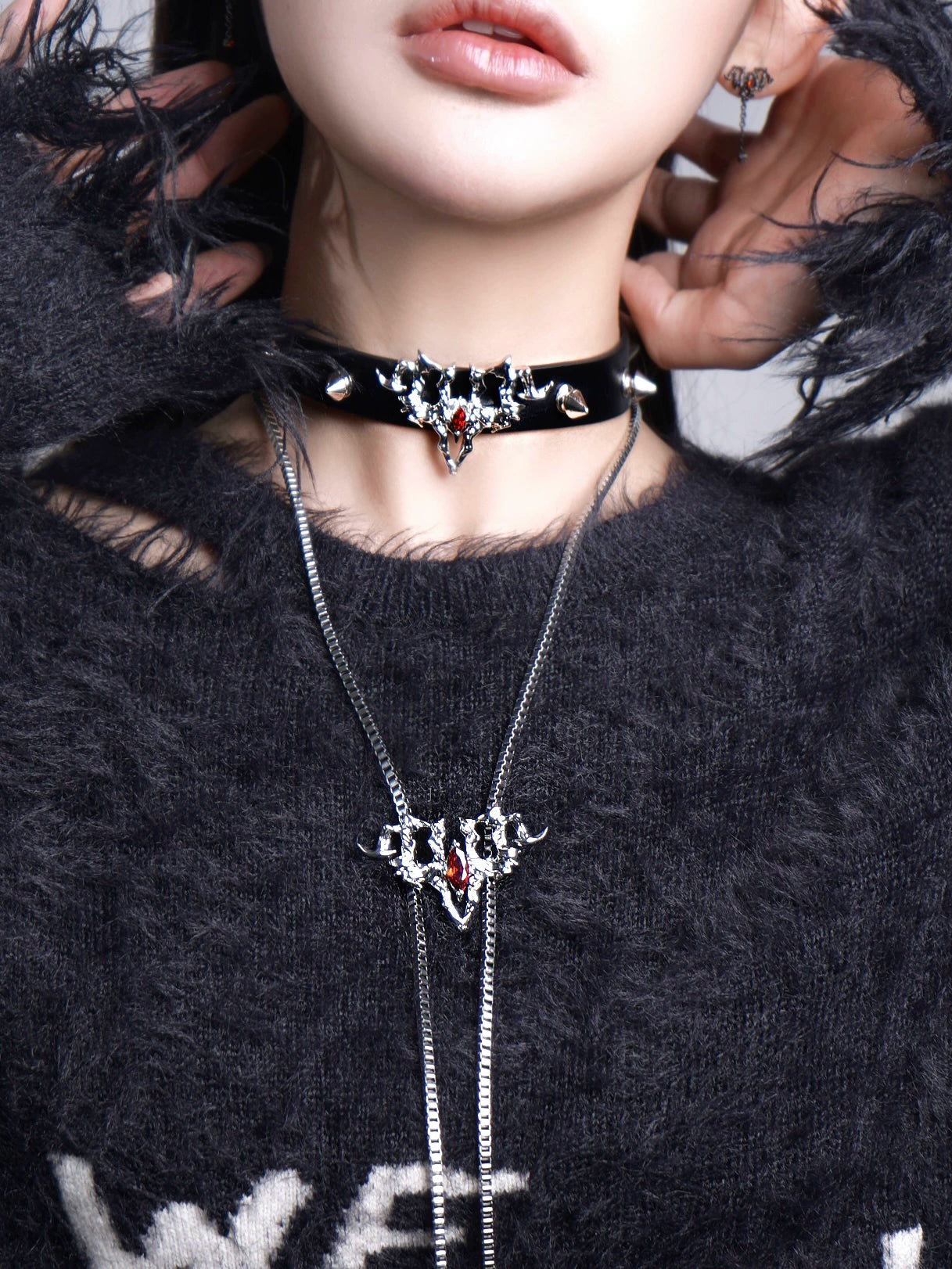 Spiked Gothic Skull Jewelry Set