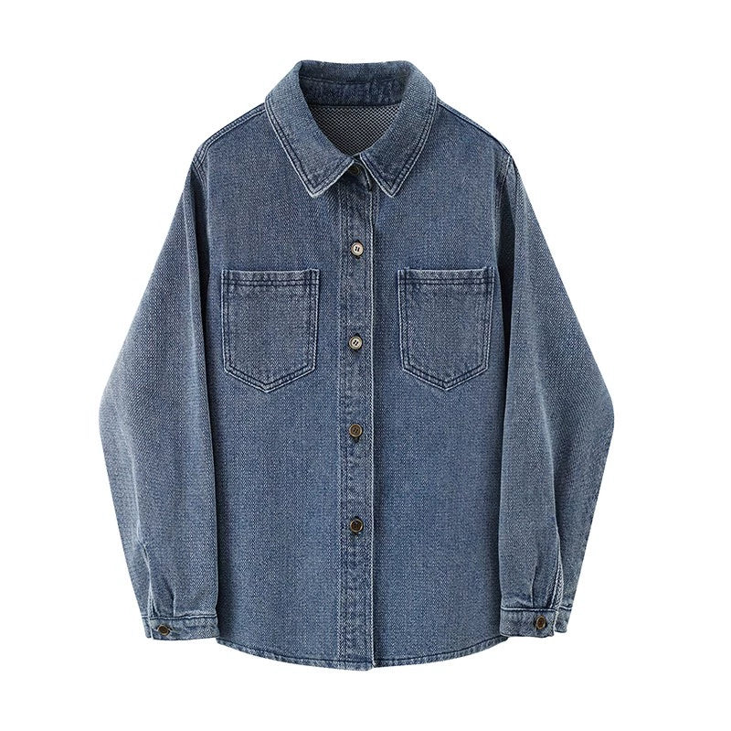 Vintage Dark Blue Denim Shirt Jacket