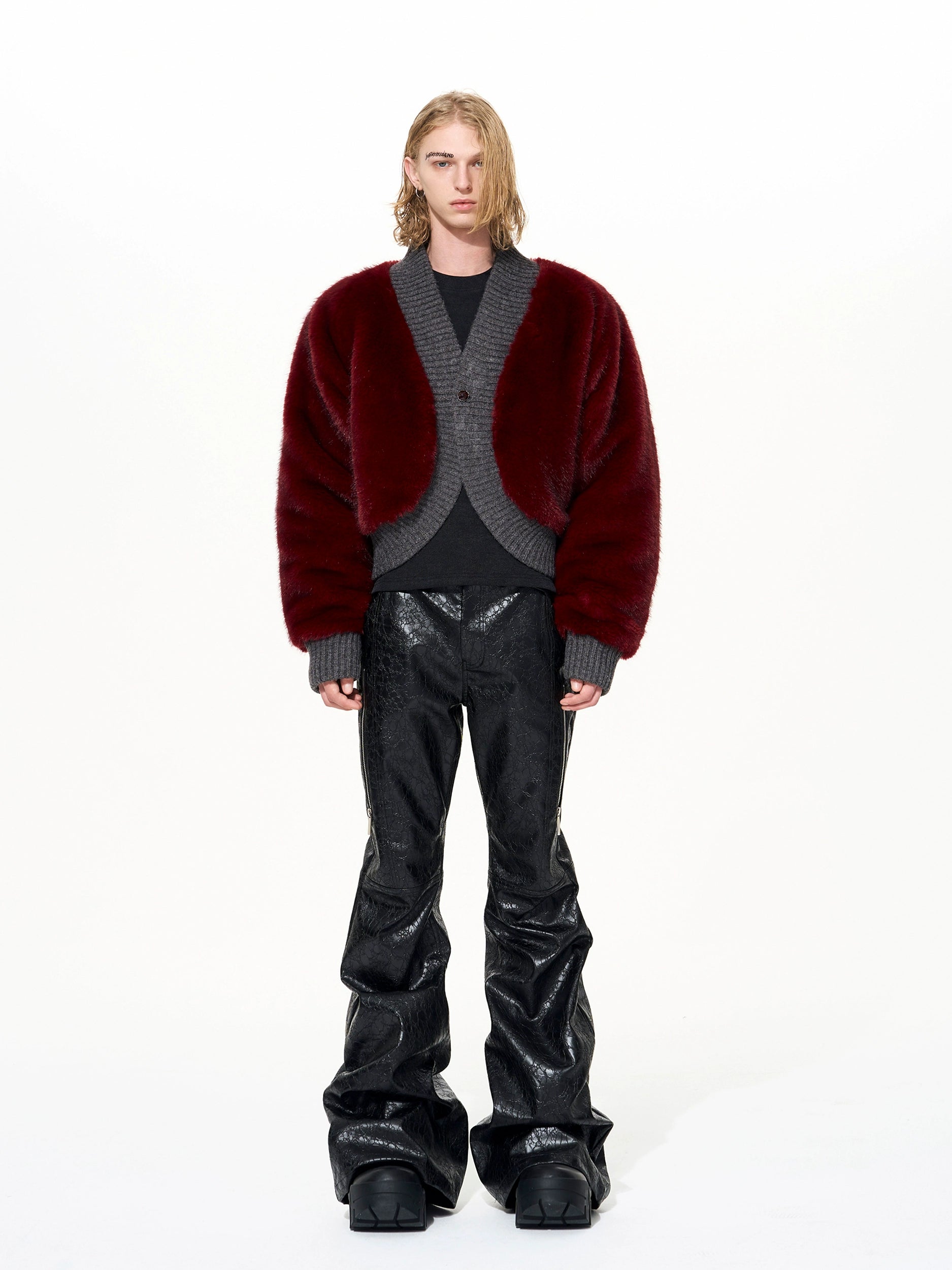 Crimson Cloud Faux Fur Cardi-Jacket