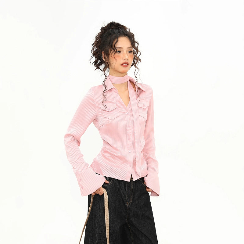 Sugar Ribbon Pinstripe Blouse