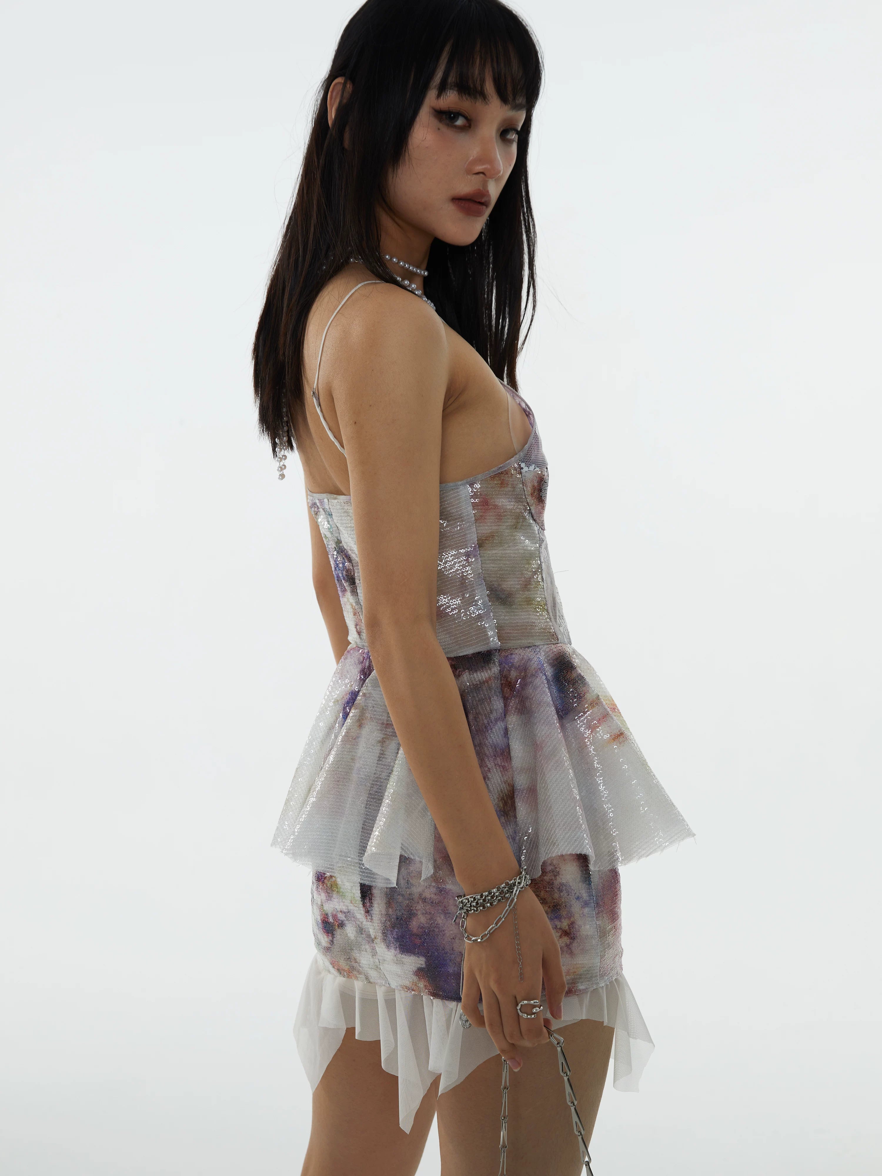 Opalhaze Sequin Layered Mini Skirt
