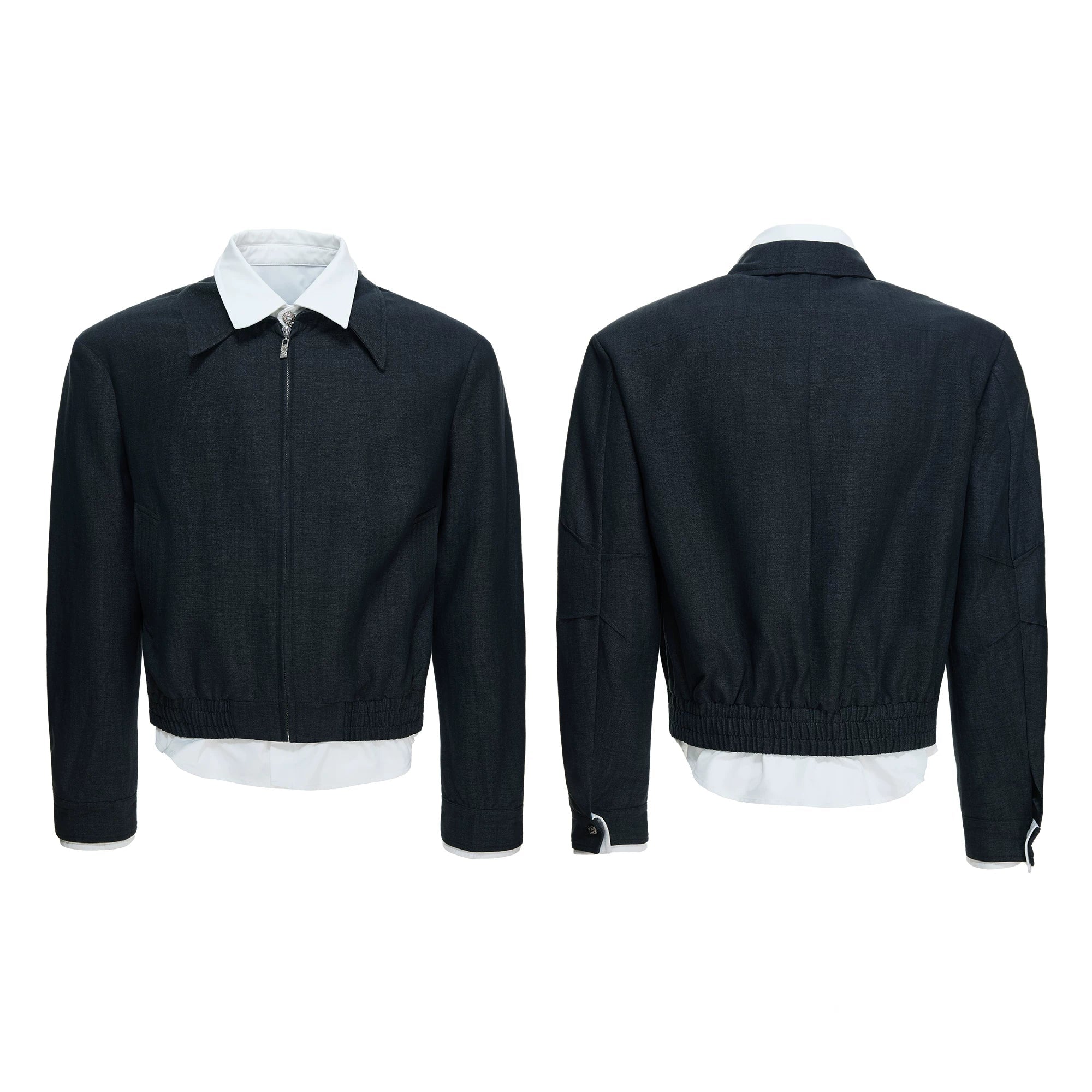 False-Layer Collar Zip Blouson