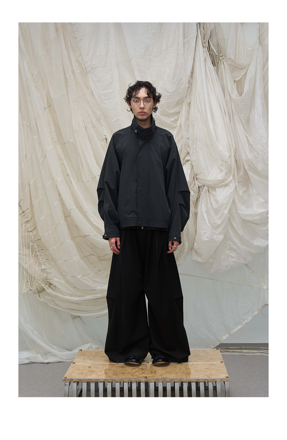 High Collar Oversized Bomber Jacket
