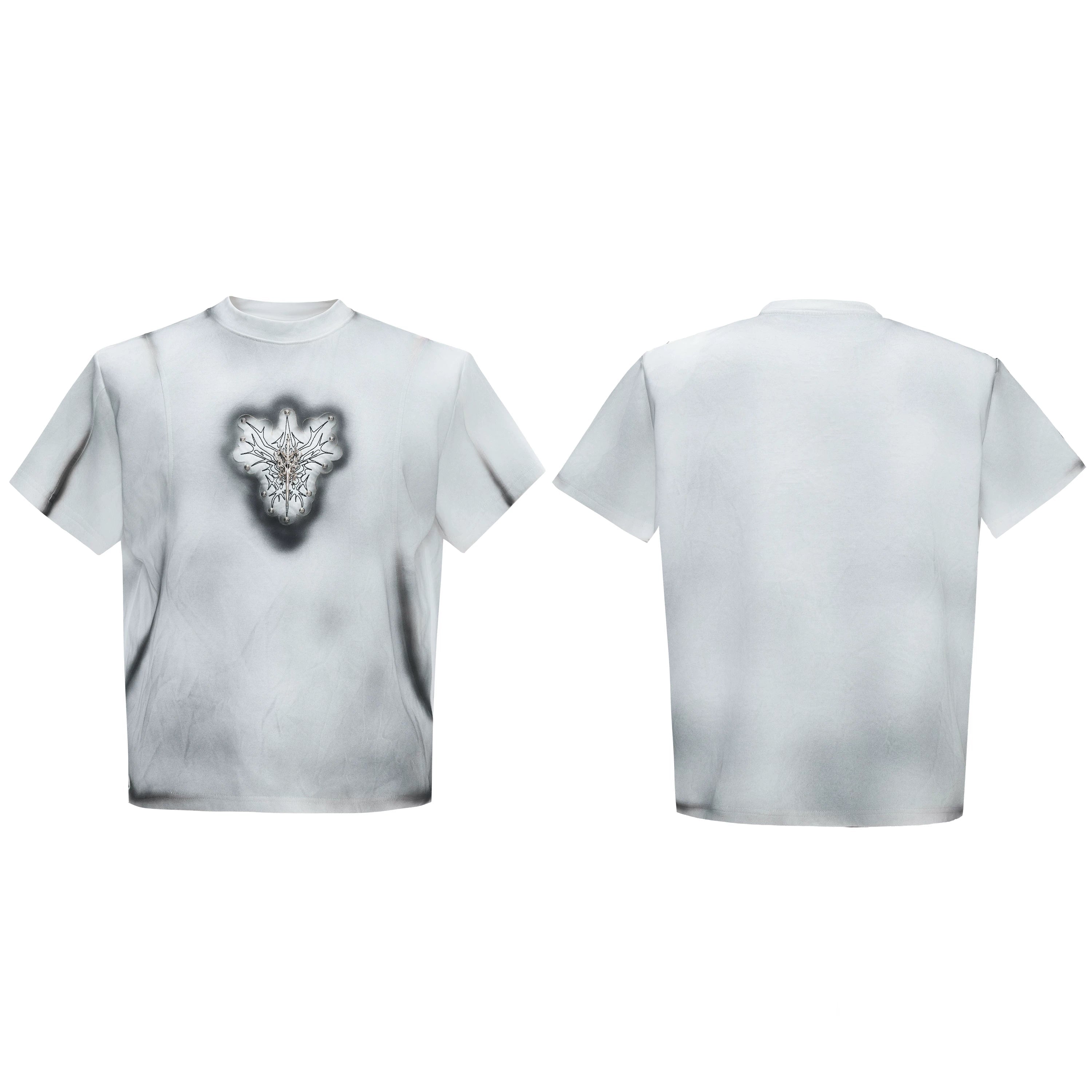 Airbrushed Emblem Graphic Crewneck T Shirt