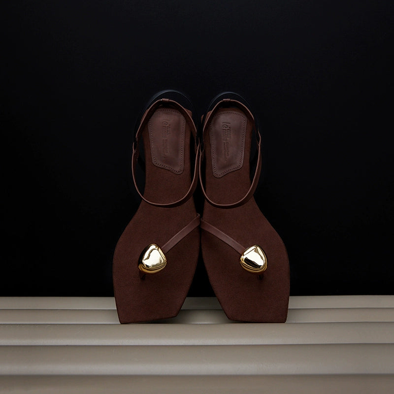 Brown Pointed Toe Slingback Flats