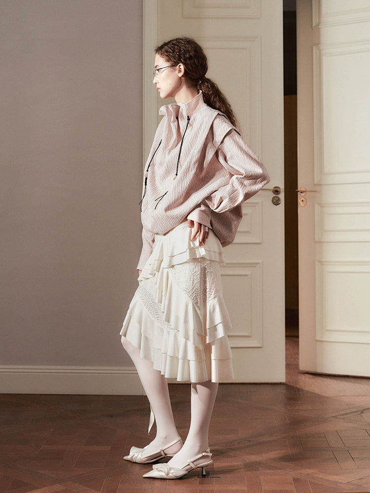 Oversized High-Neck Blouse