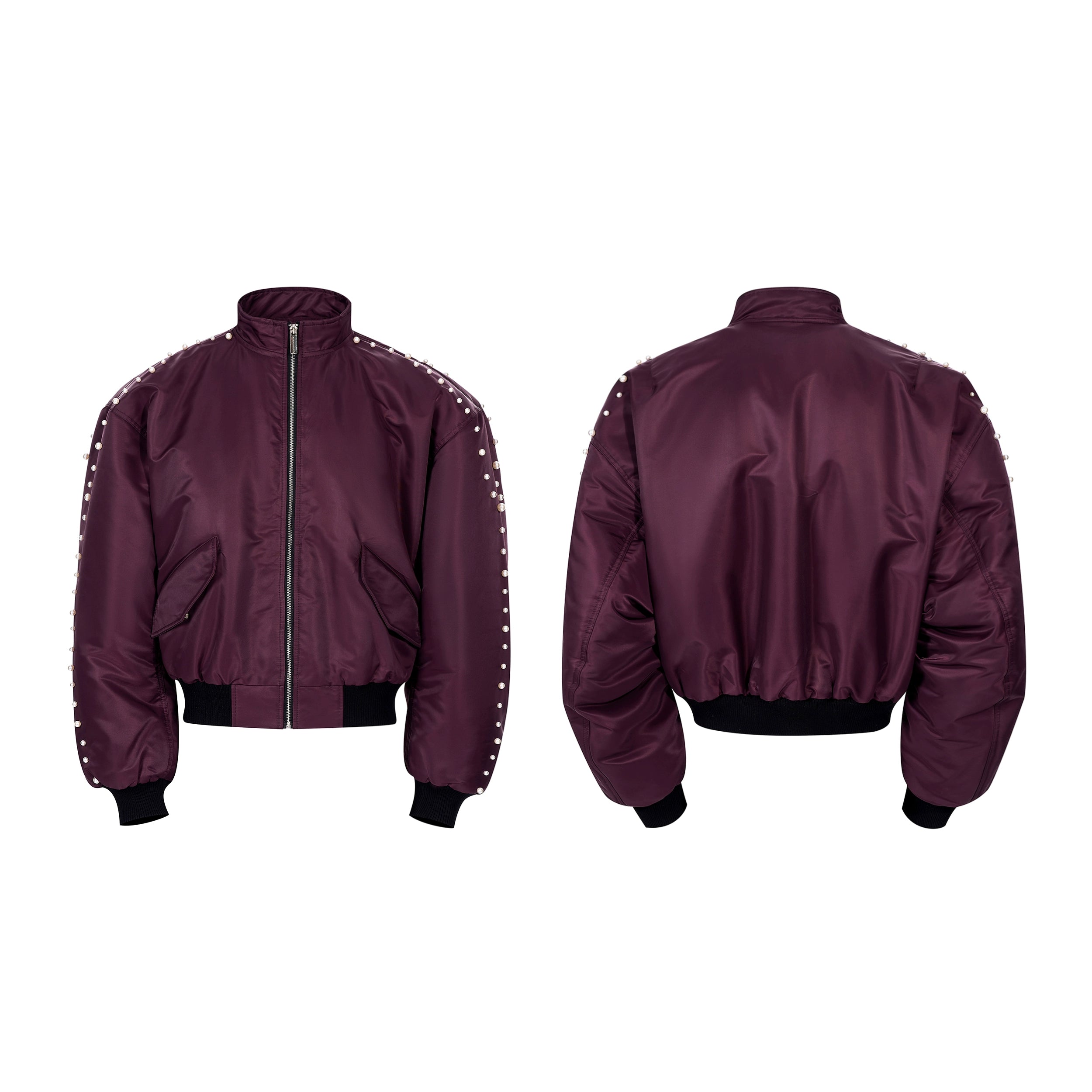 Plum Nova Studded Bomber Jacket