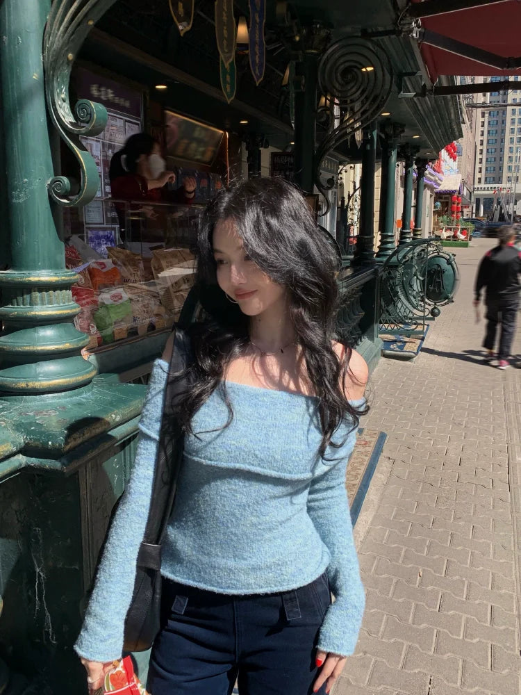 Off-Shoulder Knit Sweater Top