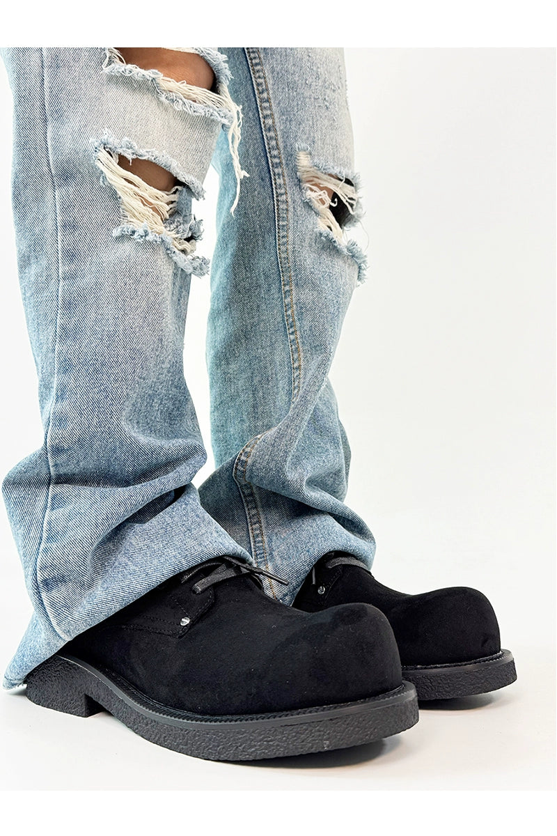 Modern Chunky Suede Platform Derbies