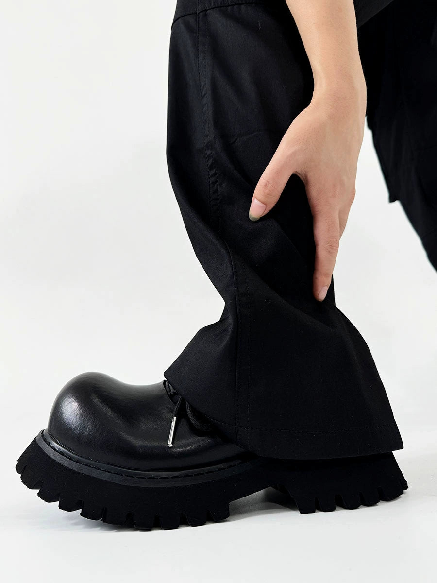 Chunky Black Leather Lug Sole Derby Shoes