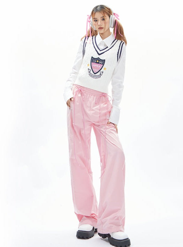 Bubblegum Breeze Drawstring Palazzo Pants