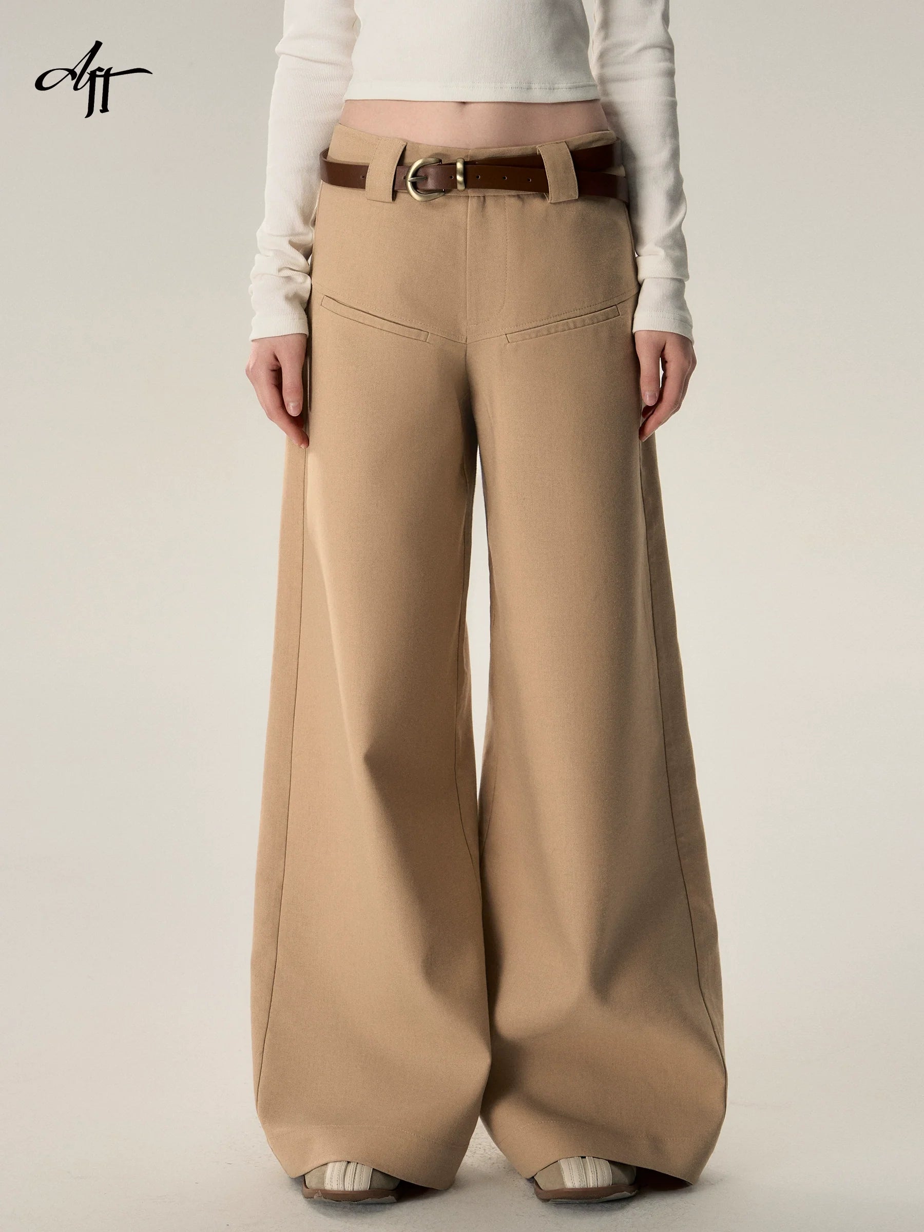 Vintage Loose Wool Low Rise Casual Pants - chiclara