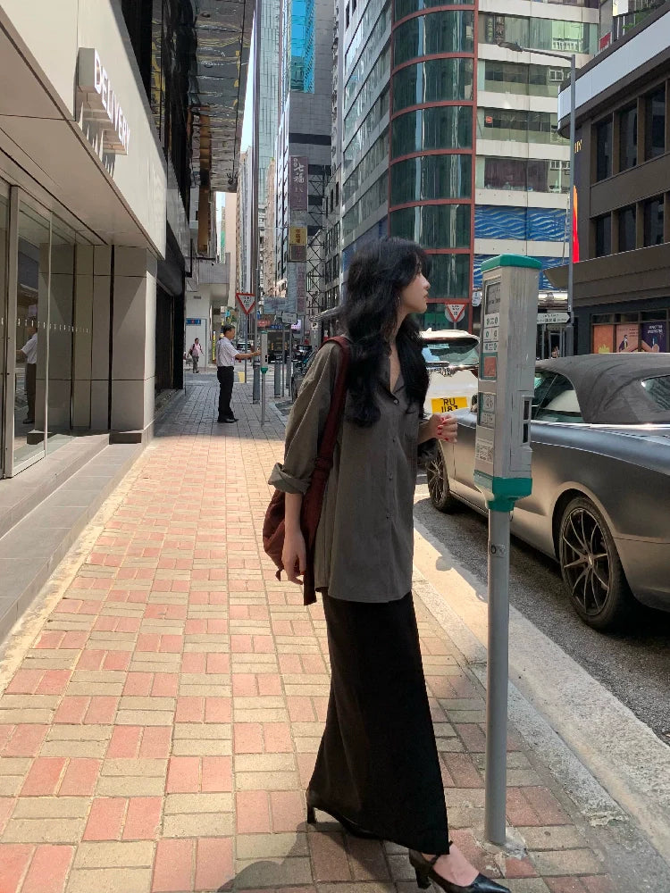 High-Waisted Front-Slit Pencil Skirt