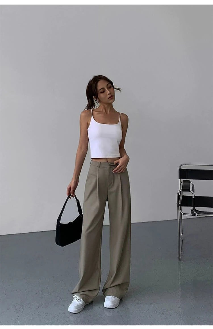 Drapey Wide-Leg Suit Trousers - chiclara