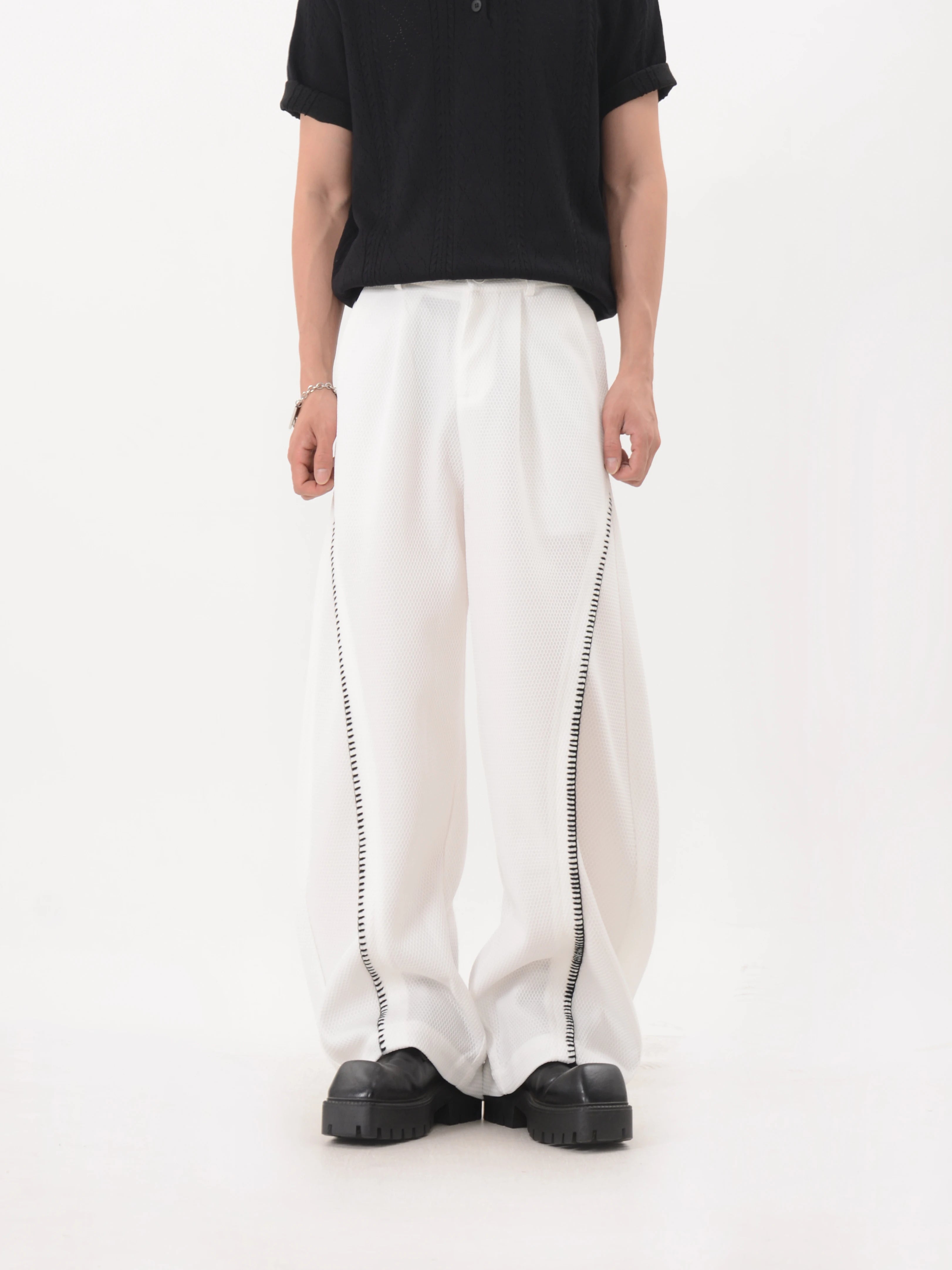 Curve Mesh Wide Trousers