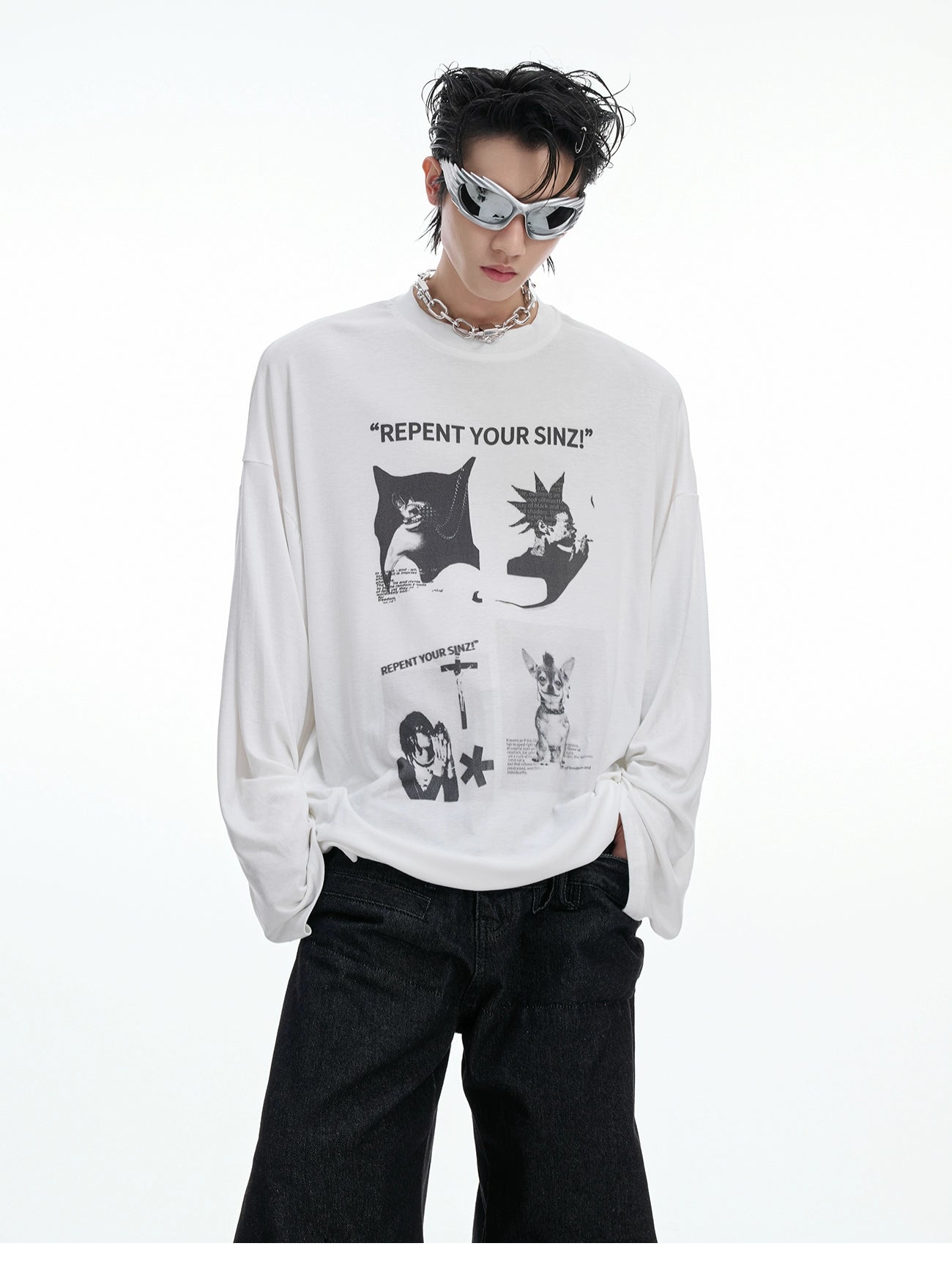 Oversized Graphic Print Long Sleeve Tee