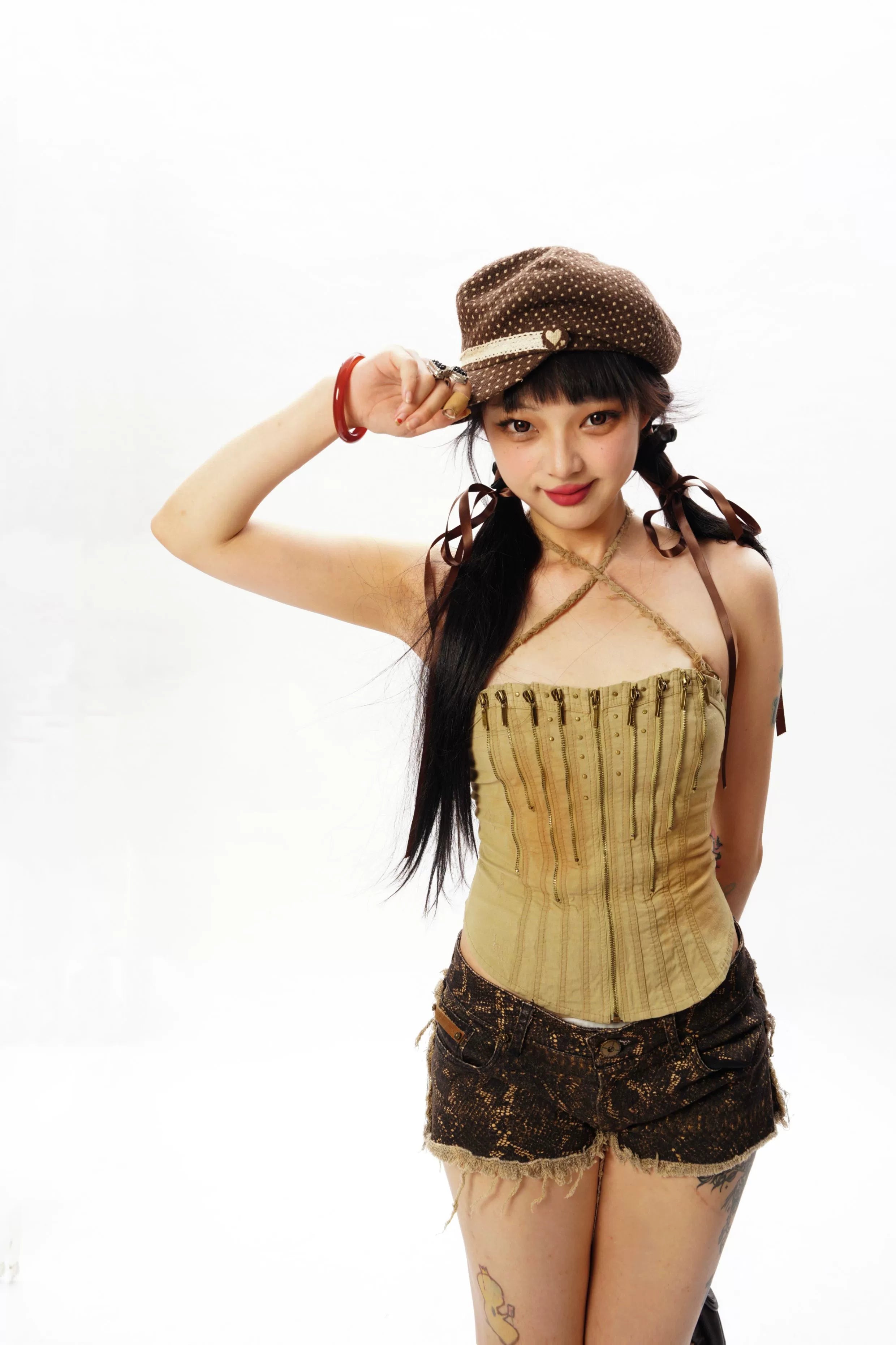 Viper Fringe Distressed Snakeprint Shorts