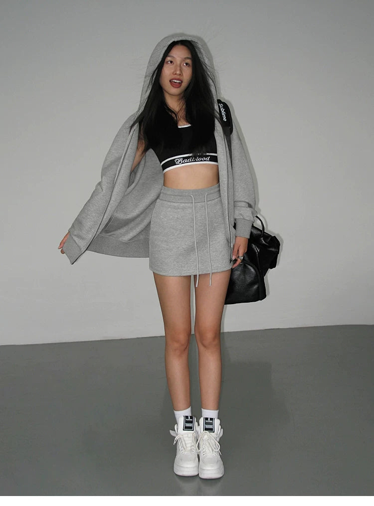 Drawstring Waist Mini Skirt