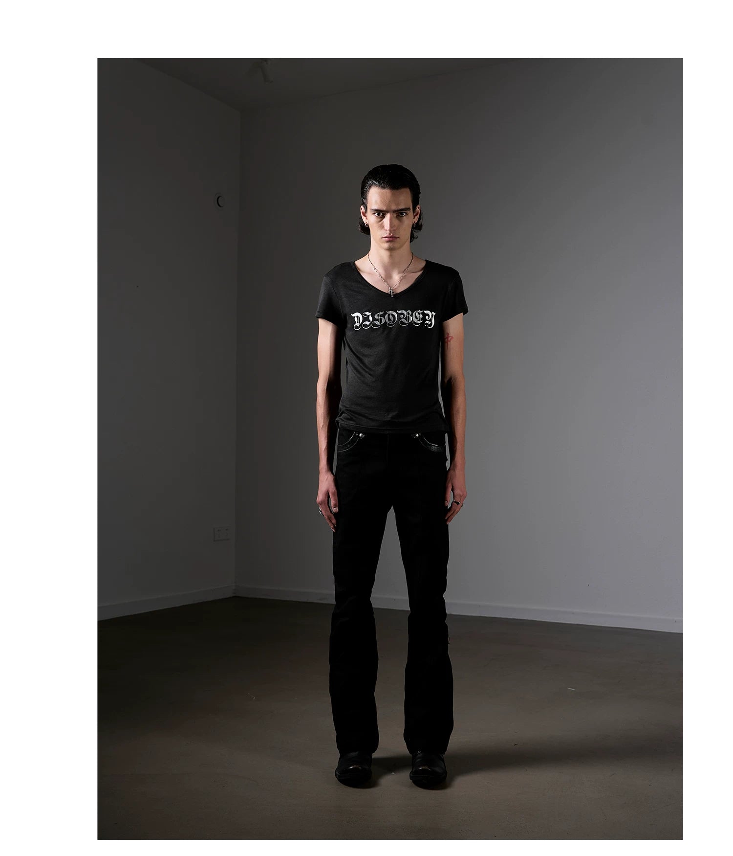 Scimitar Canvas Black Leather-Trim Flare Trousers