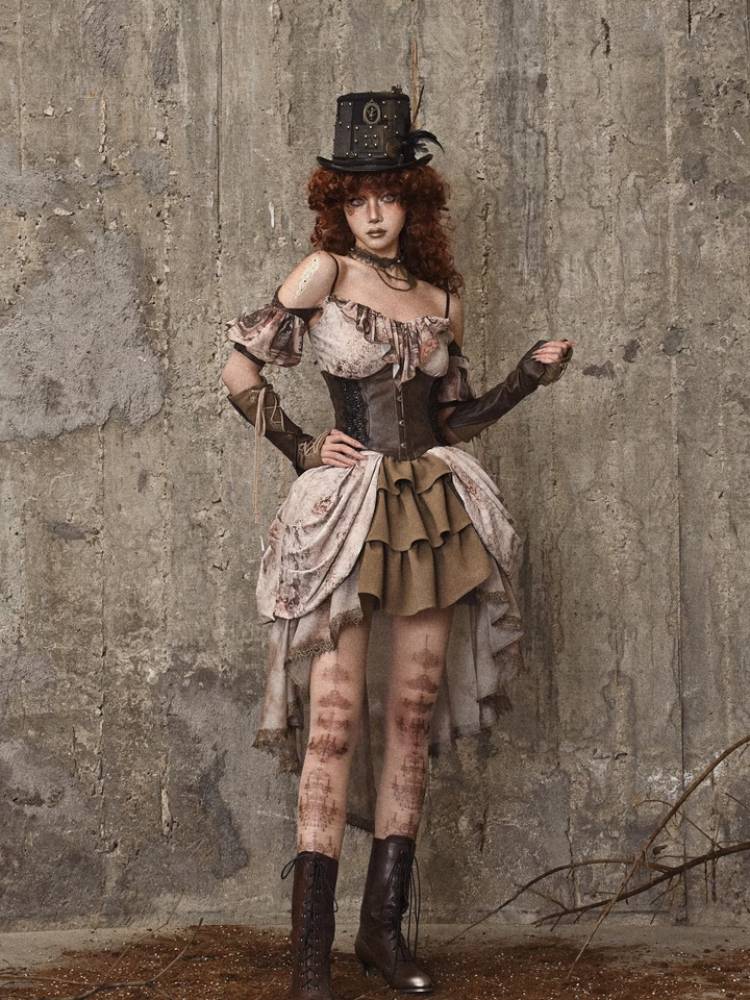 Steampunk Brown Leather Underbust Corset