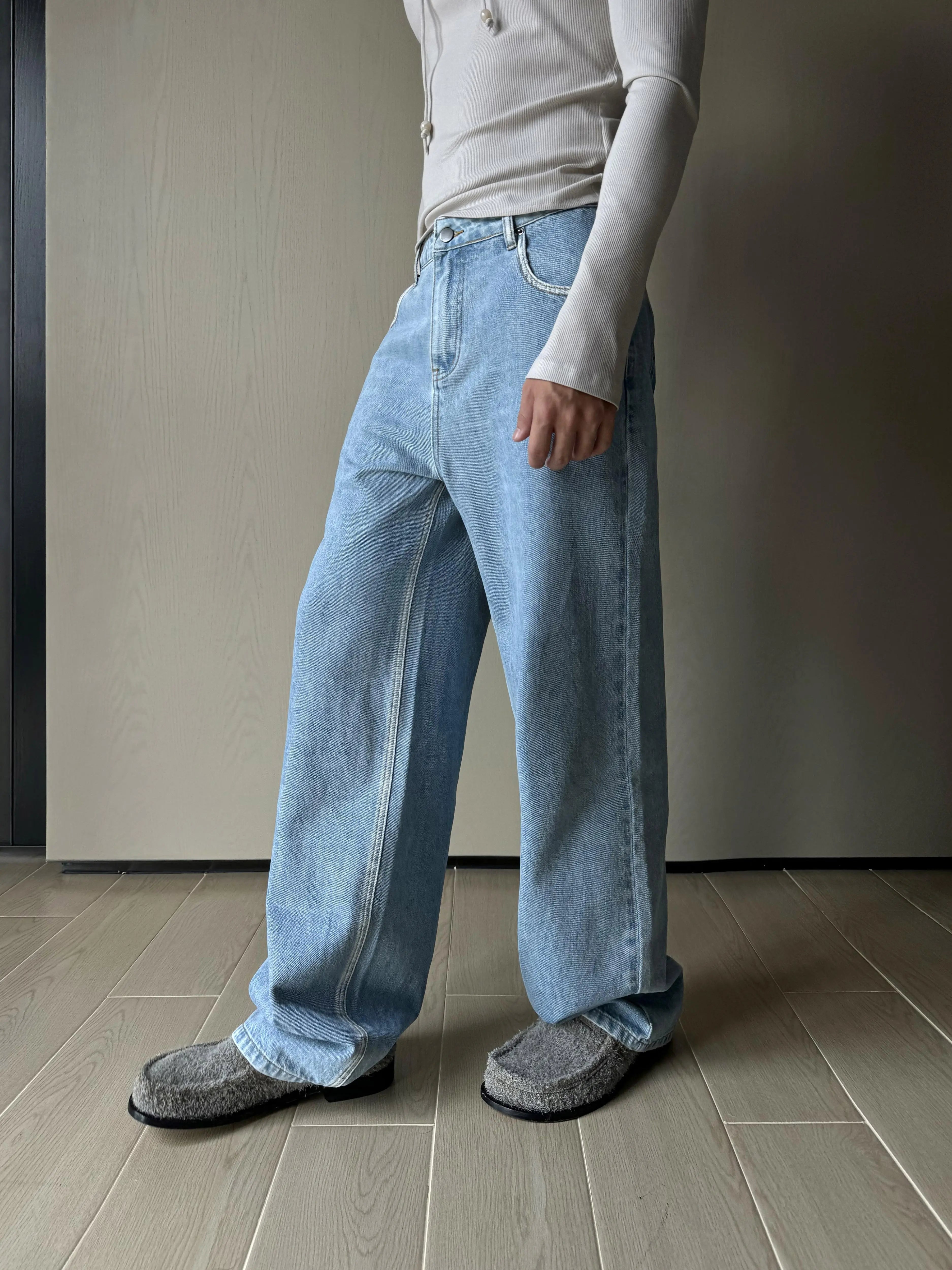 Vintage Light Wash Wide Leg Jeans