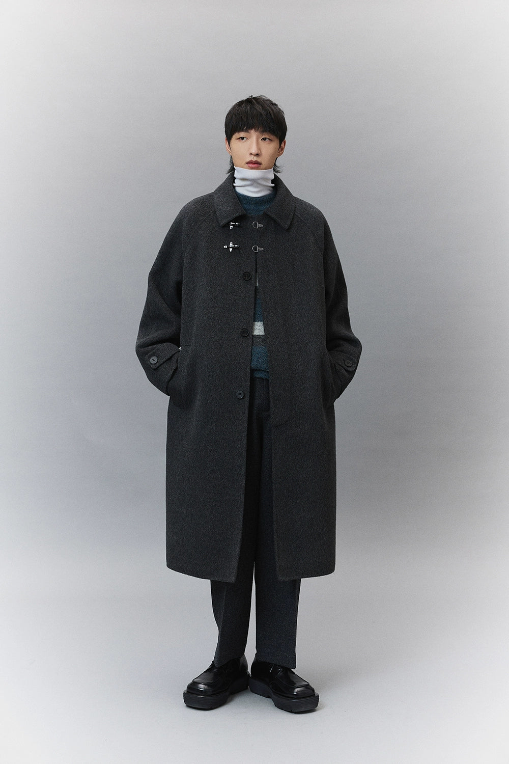 Wool Double-Faced Classic Balmacaan Coat