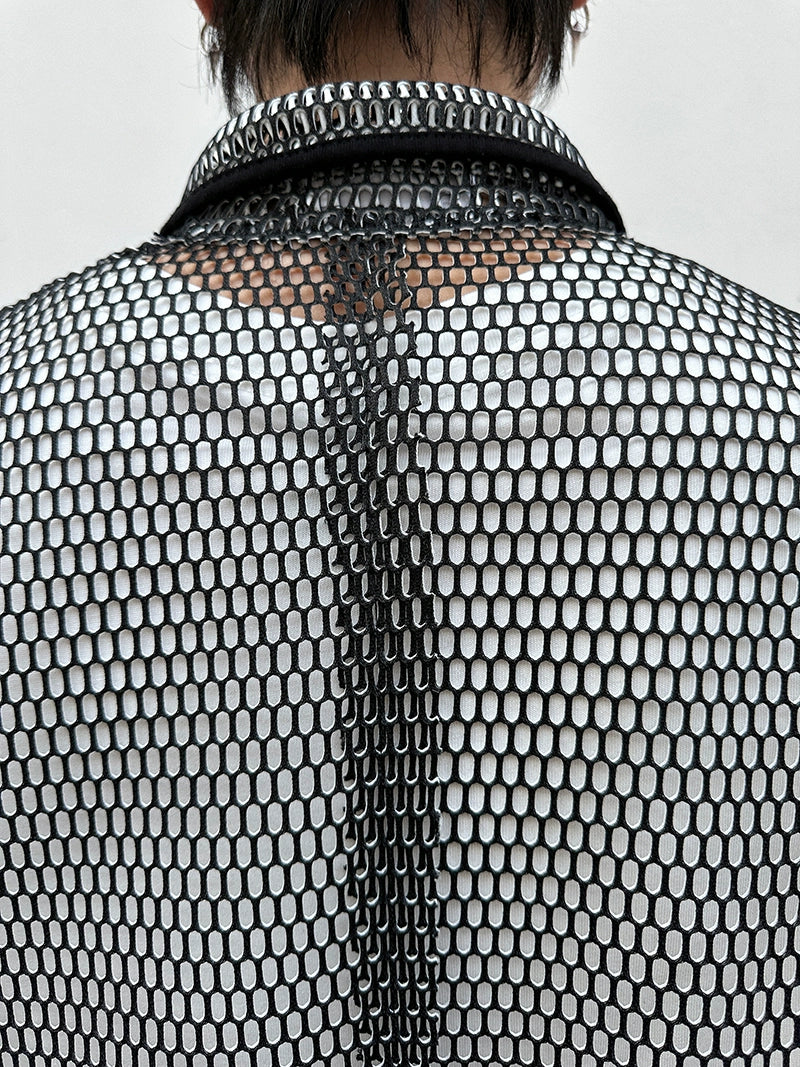 Mesh Button-Up Shirt