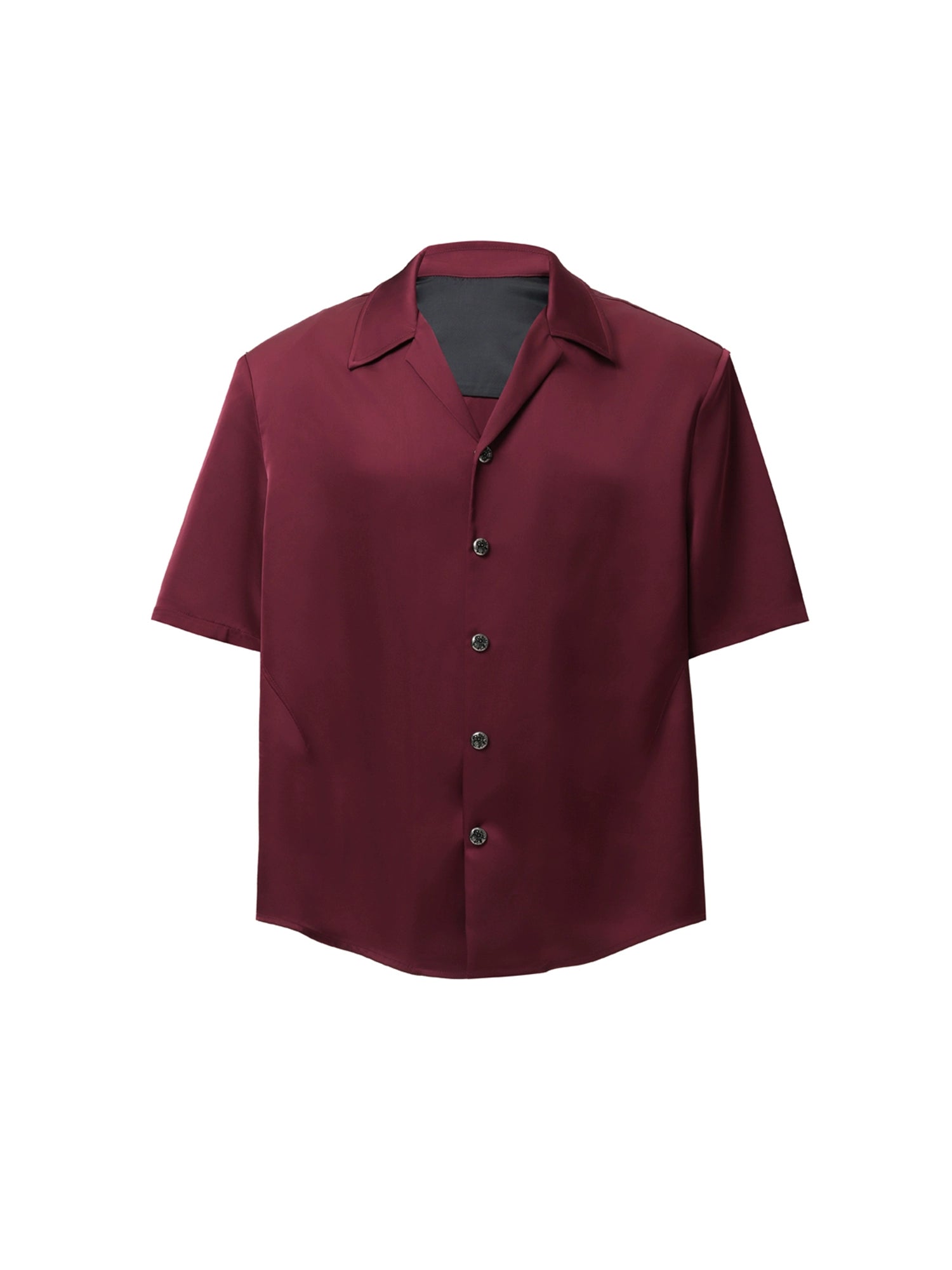 Short-Sleeve Satin Cuban Shirt