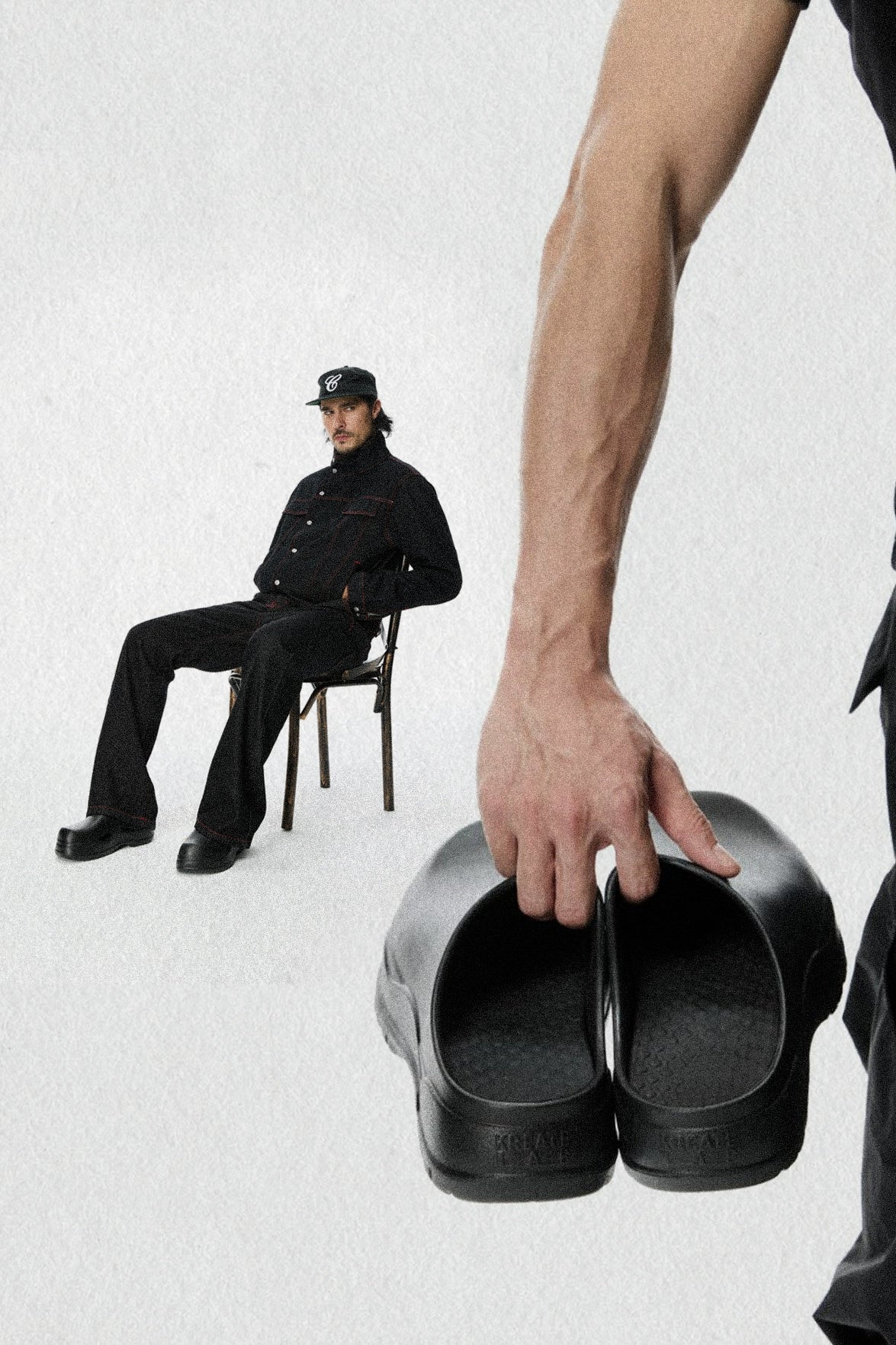 Black and White Slip-On Clogs