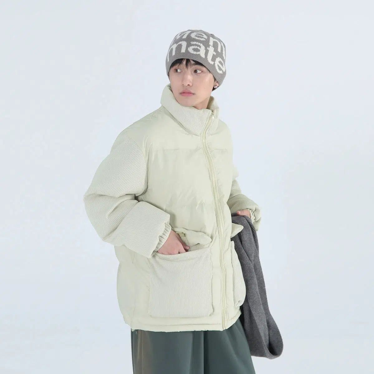 Puffer Jacket with Textured Lining - chiclara