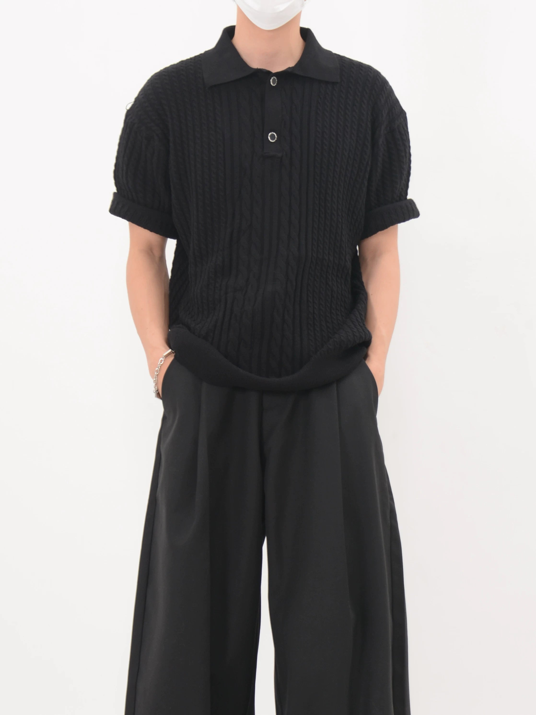 Cable Ridge Knit Polo