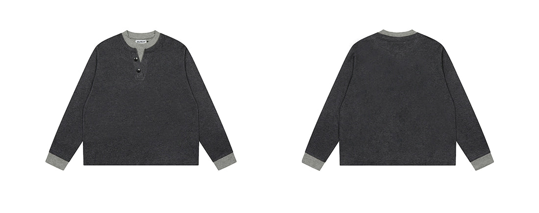 Contrast Henley Long Sleeve