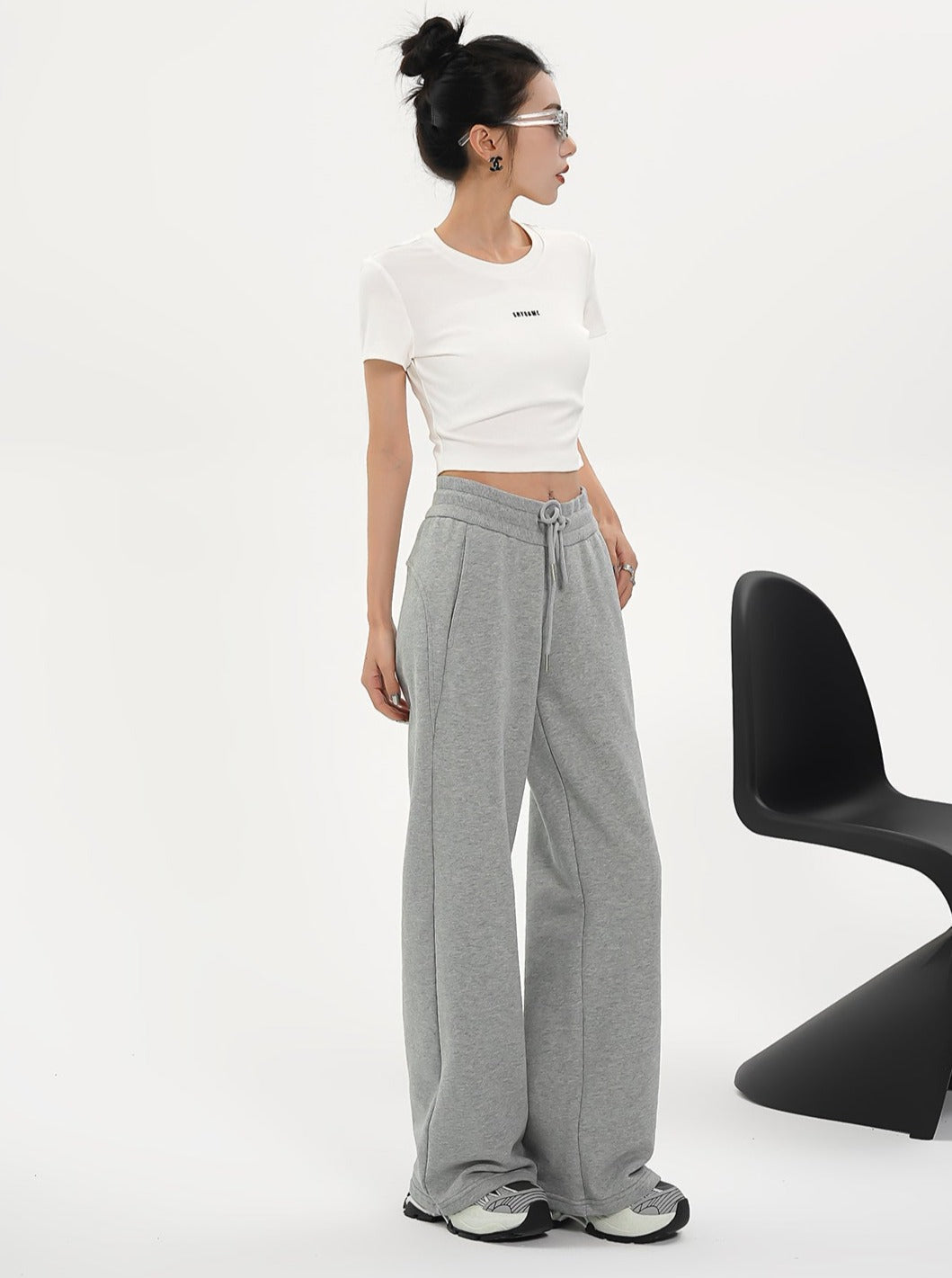 High-Waisted Wide-Leg Drawstring Pants - Relaxed Fit Lounge Trousers