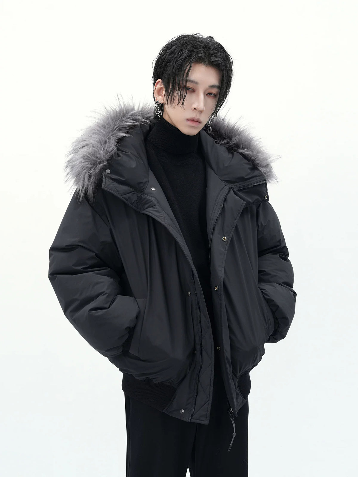 Fur-Trim Oversized Puffer Jacket