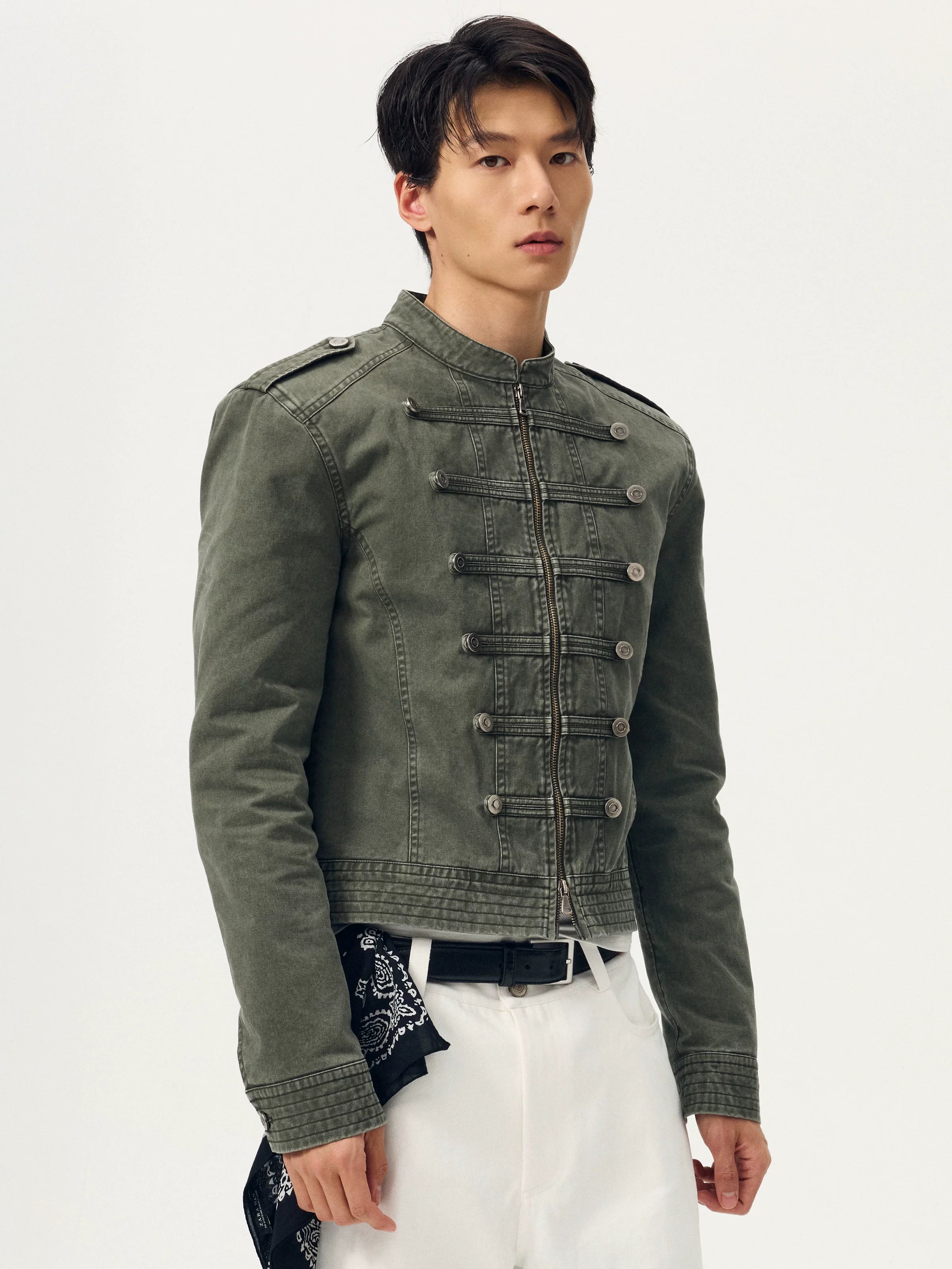 Olive Regiment Cropped Field Jacket