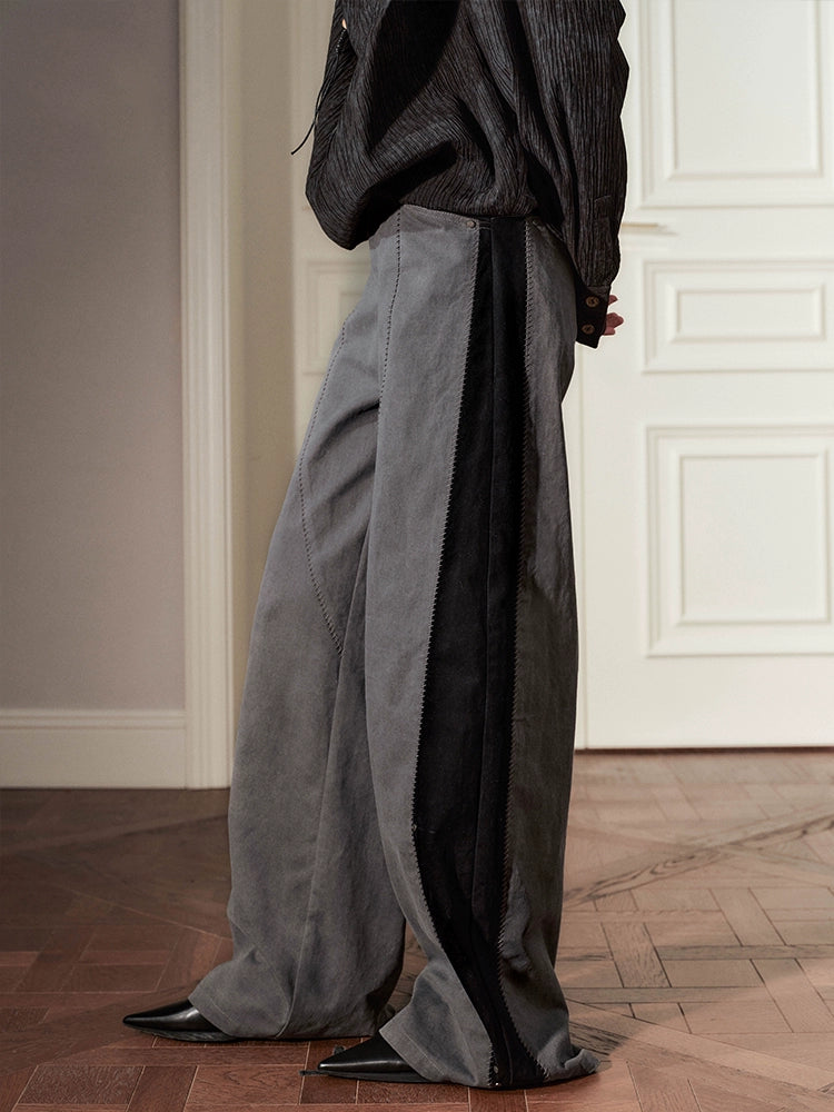 Artisan Stitch Detail Wide-Leg Pants