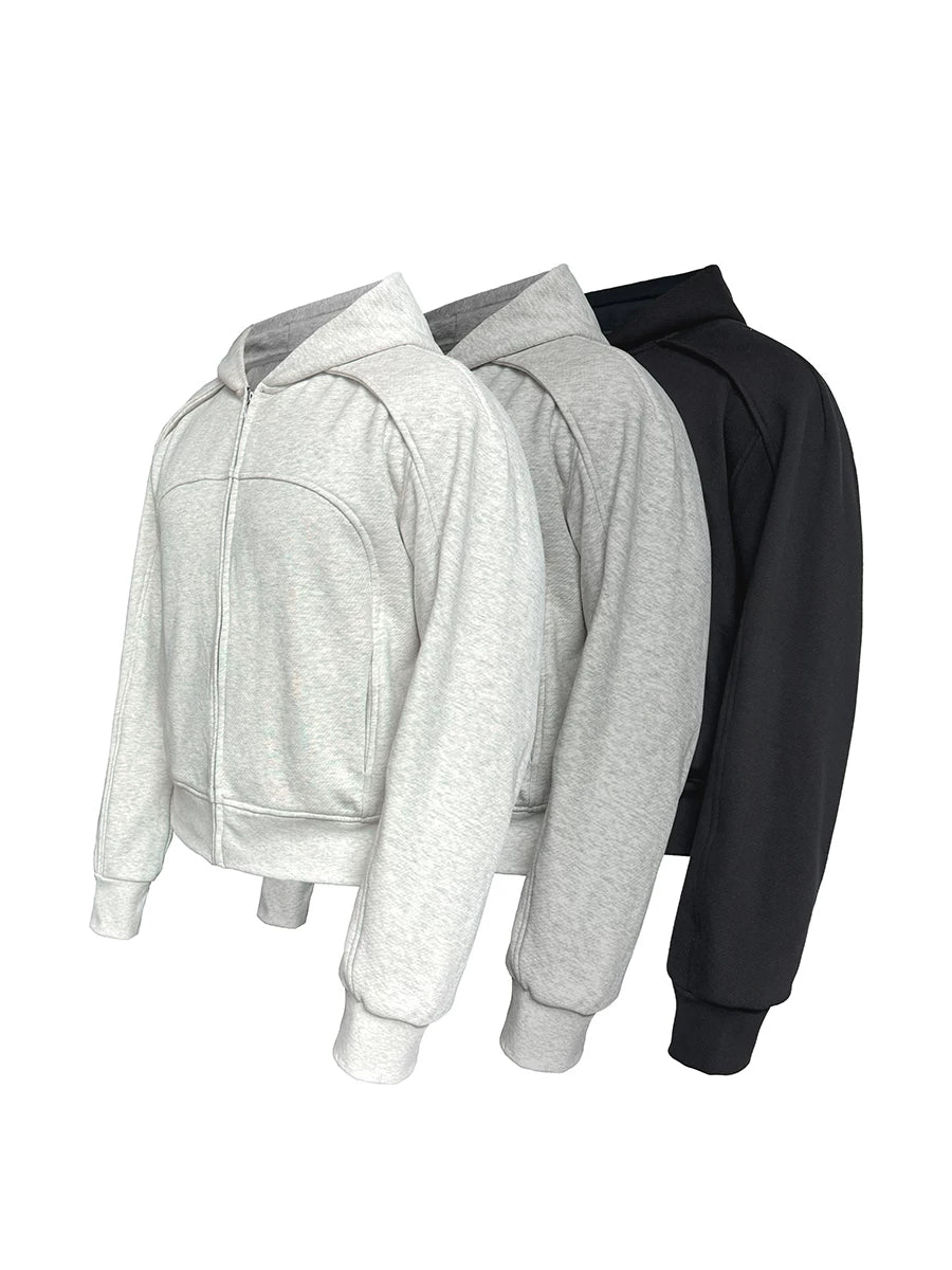 Panelled Zip-Up Hoodie