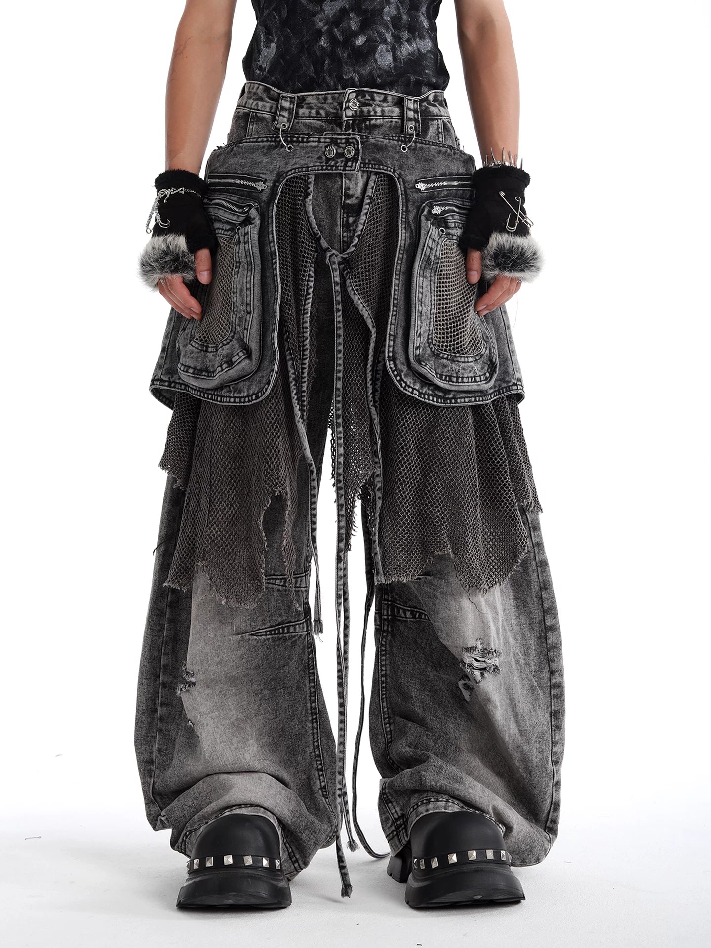 Abyss Mesh Layered Jeans