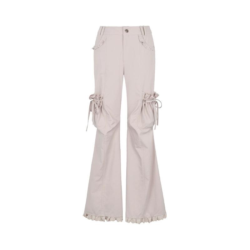 Strike A Pose Women'S Boho Cargo Pants - Wide Leg Drawstring Pocket Trousers With Decorative Belt