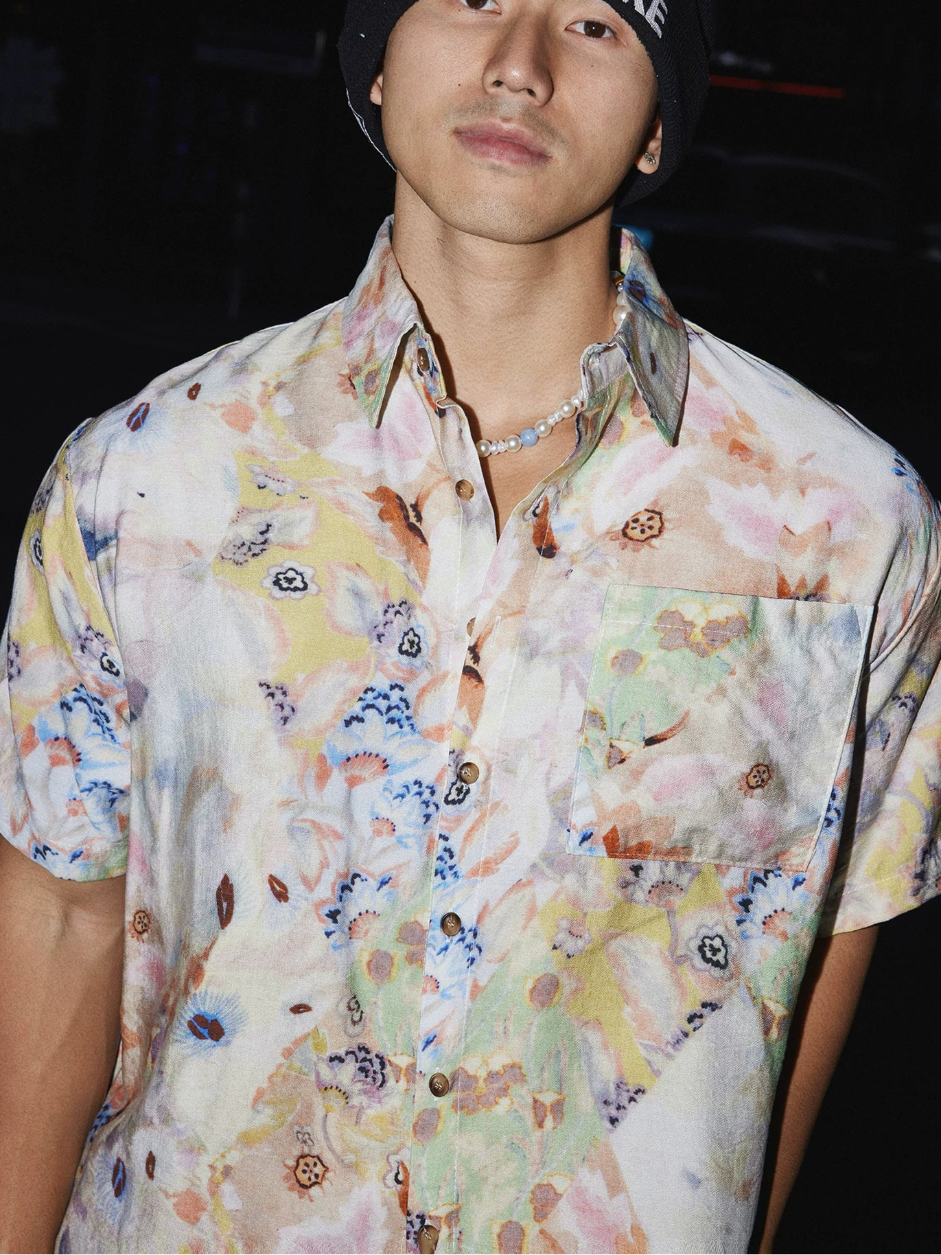 Pastel Bloom Watercolor Camp Shirt