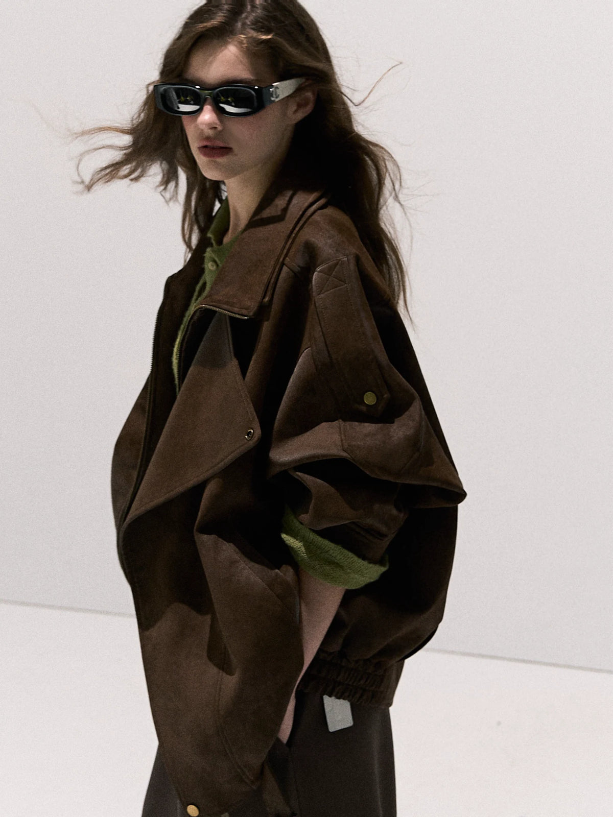 Vintage Suede Oversized Moto Jacket