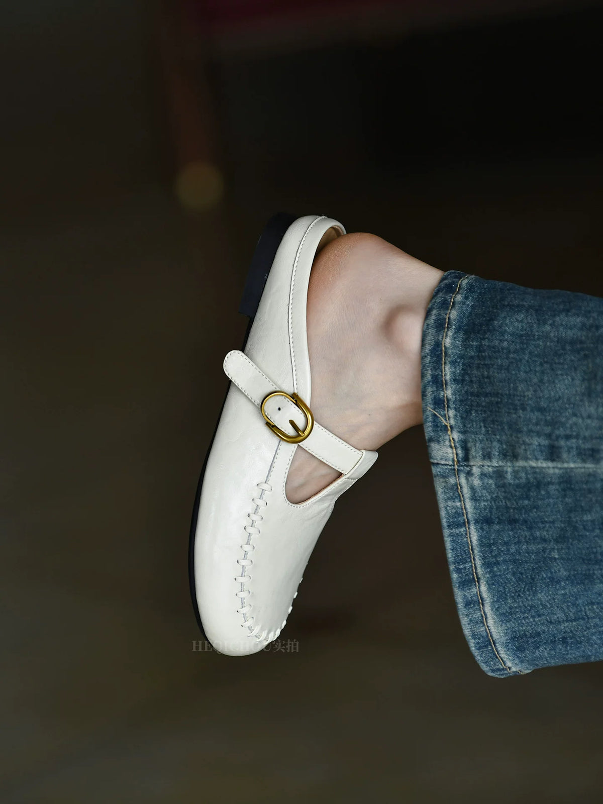 Aveline Whipstitch T-Strap Mary Jane Flats