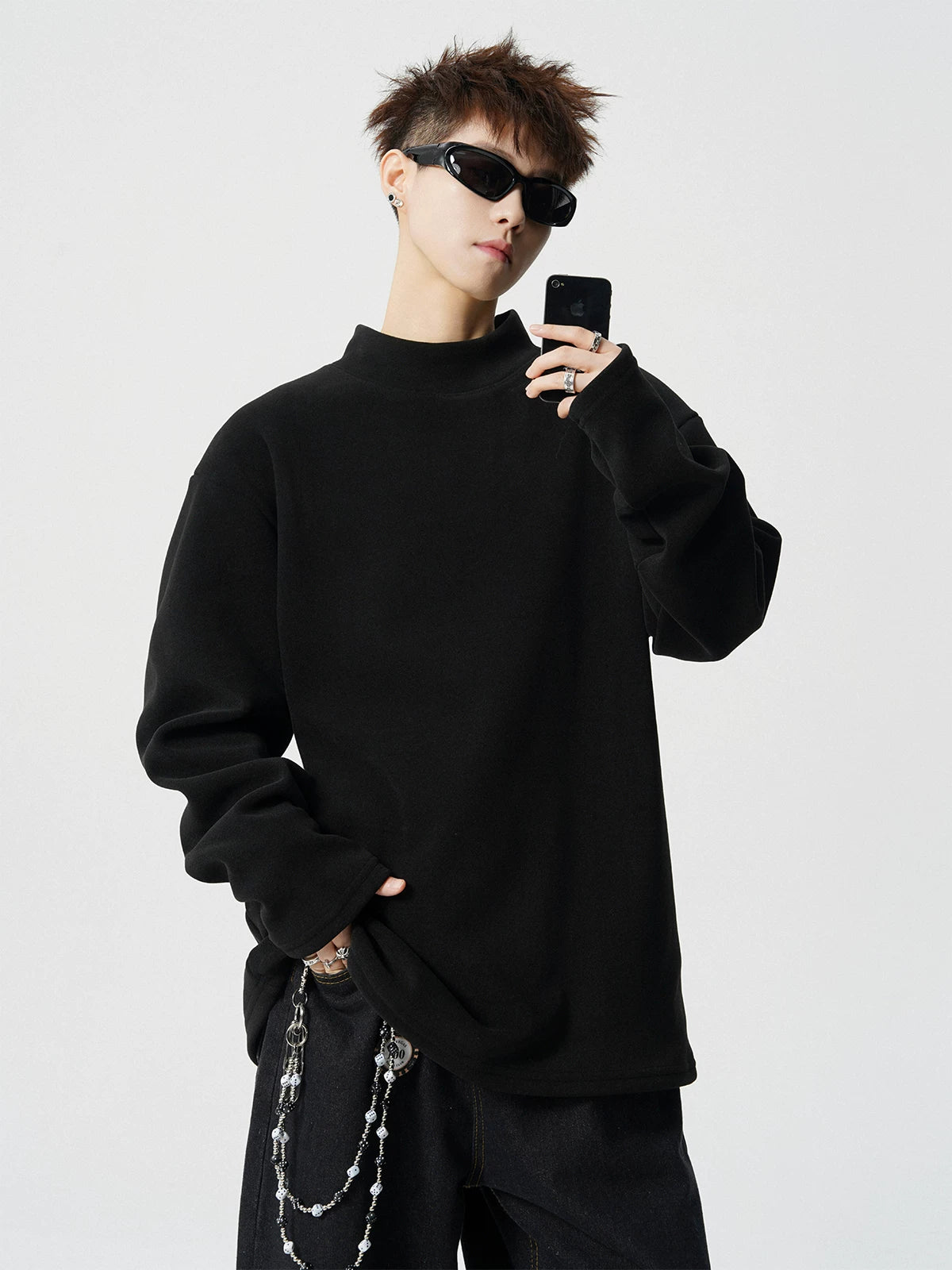 Circuit Fleece Boxy Mockneck Top