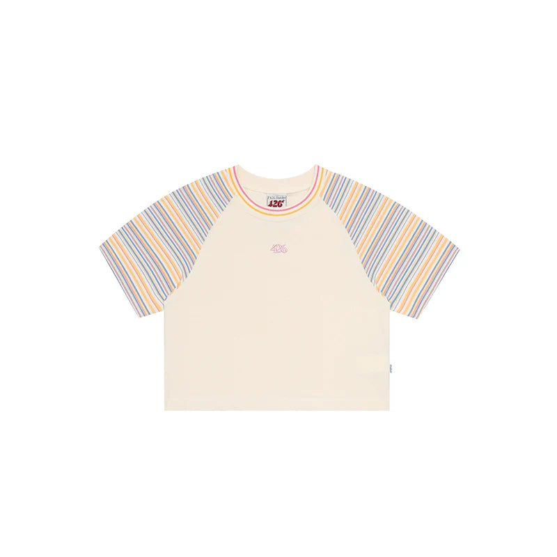 Raglan Sleeve Tee with Stripes - chiclara