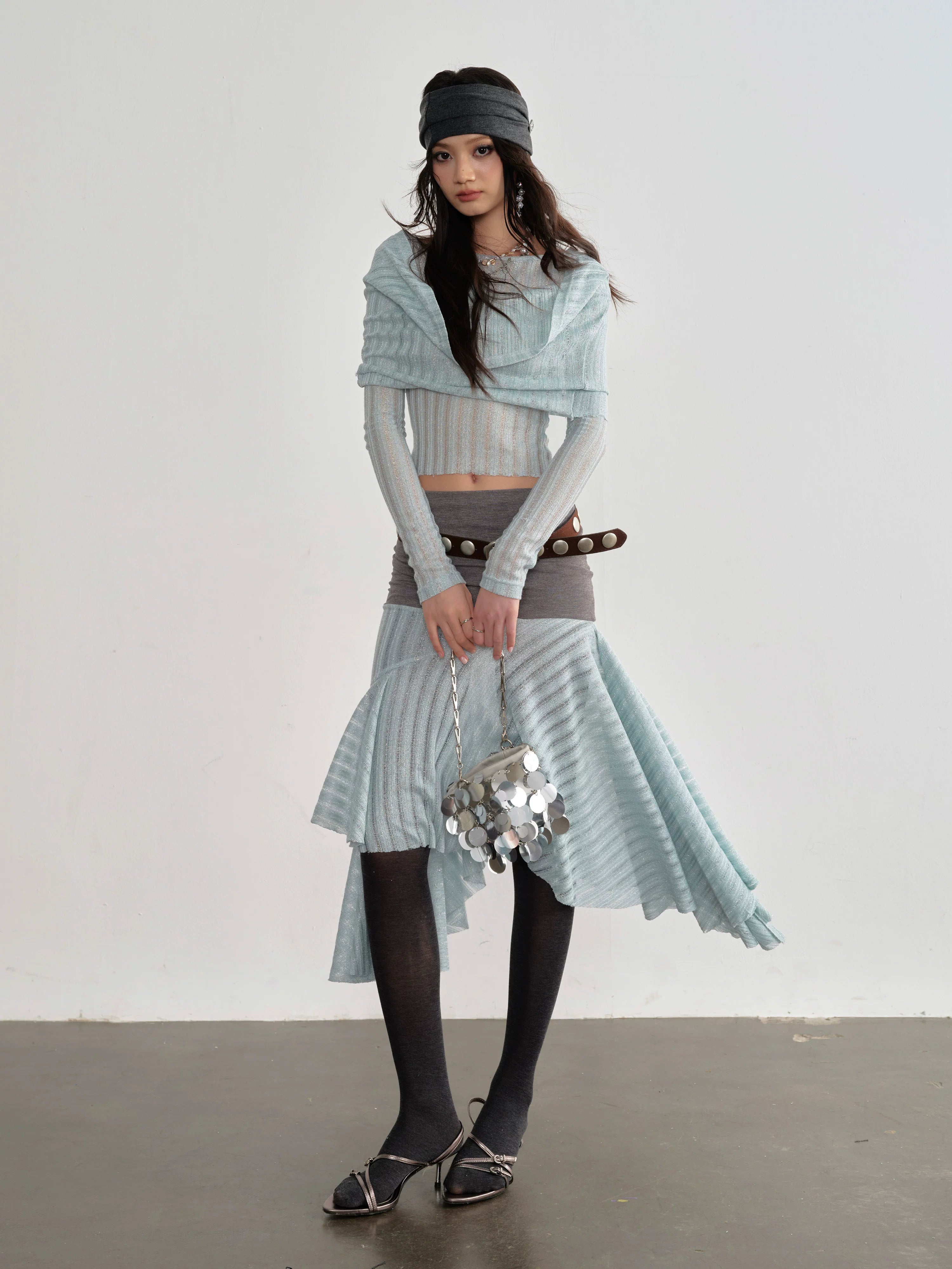 Glacélure Draped Knit Top & Ruffle Skirt